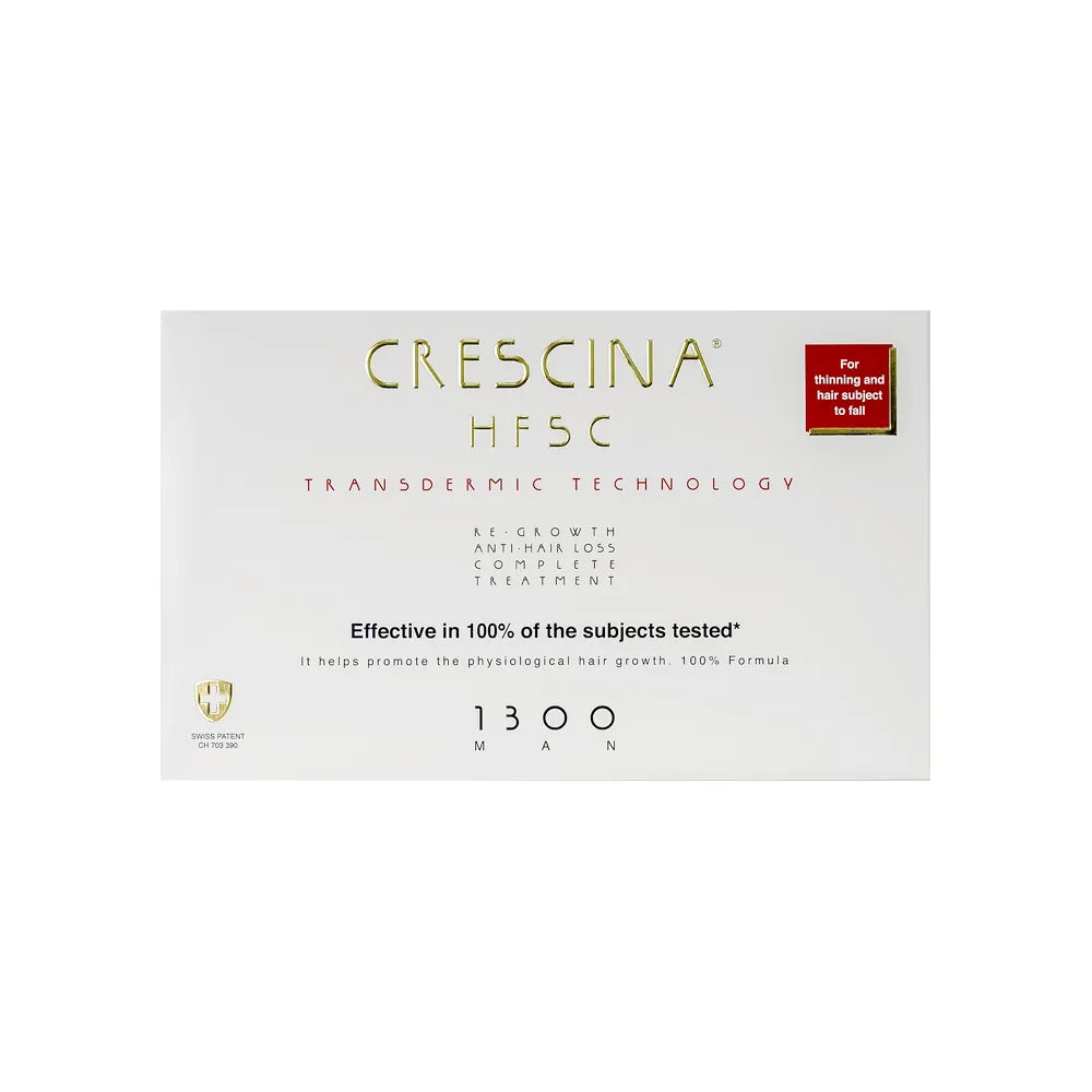 Crescina HFSC Transdermic Complete Hair Growth Treatment for Men - 10+10 Vials (1300 Formula) | Effective Solution for Thinning Hair & Hair Loss | Perfect for Home Use & Daily Hair Care Routine