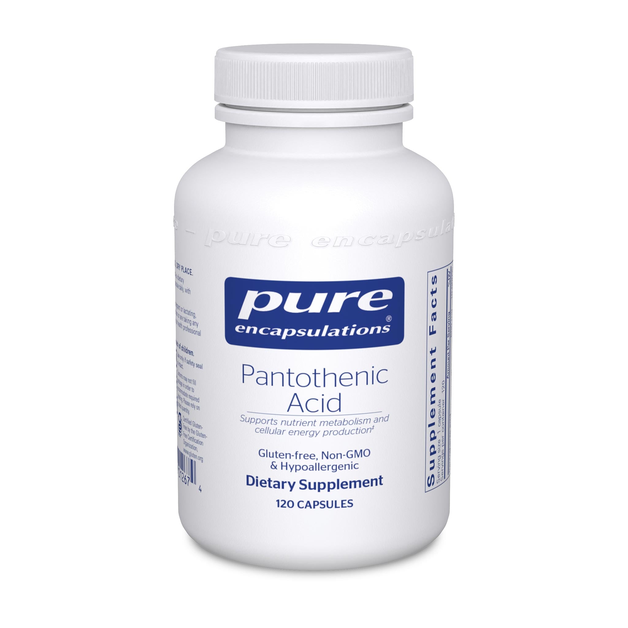 Pure Encapsulations Pantothenic Acid (Vitamin B5) Supplement - 500mg Capsules for Energy Metabolism & Skin Health | Supports Adrenal Function & Stress Relief | Dietary Supplement for Daily Wellness