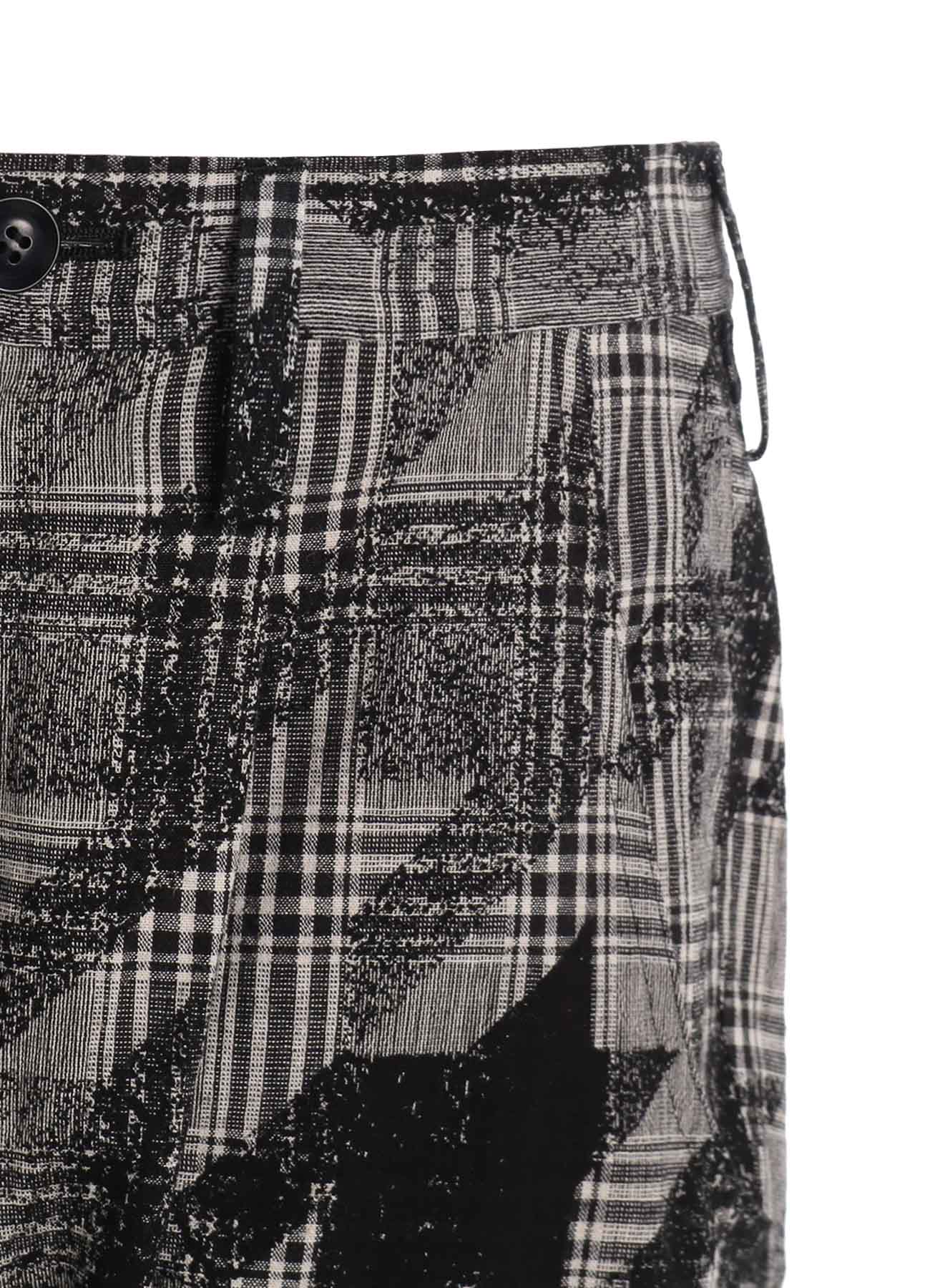 Cotton Linen Plaid Big Houndstooth Cuffed Hem Sarouel Pants - Stylish Loose Fit Trousers for Streetwear, Casual Outfits & Boho Fashion