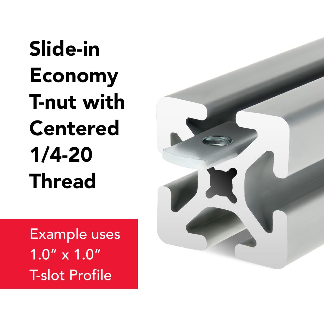 10 Series 1/4-20 Centered Slide T-Nuts (25 Pack) - Heavy Duty Steel Hardware for 1
