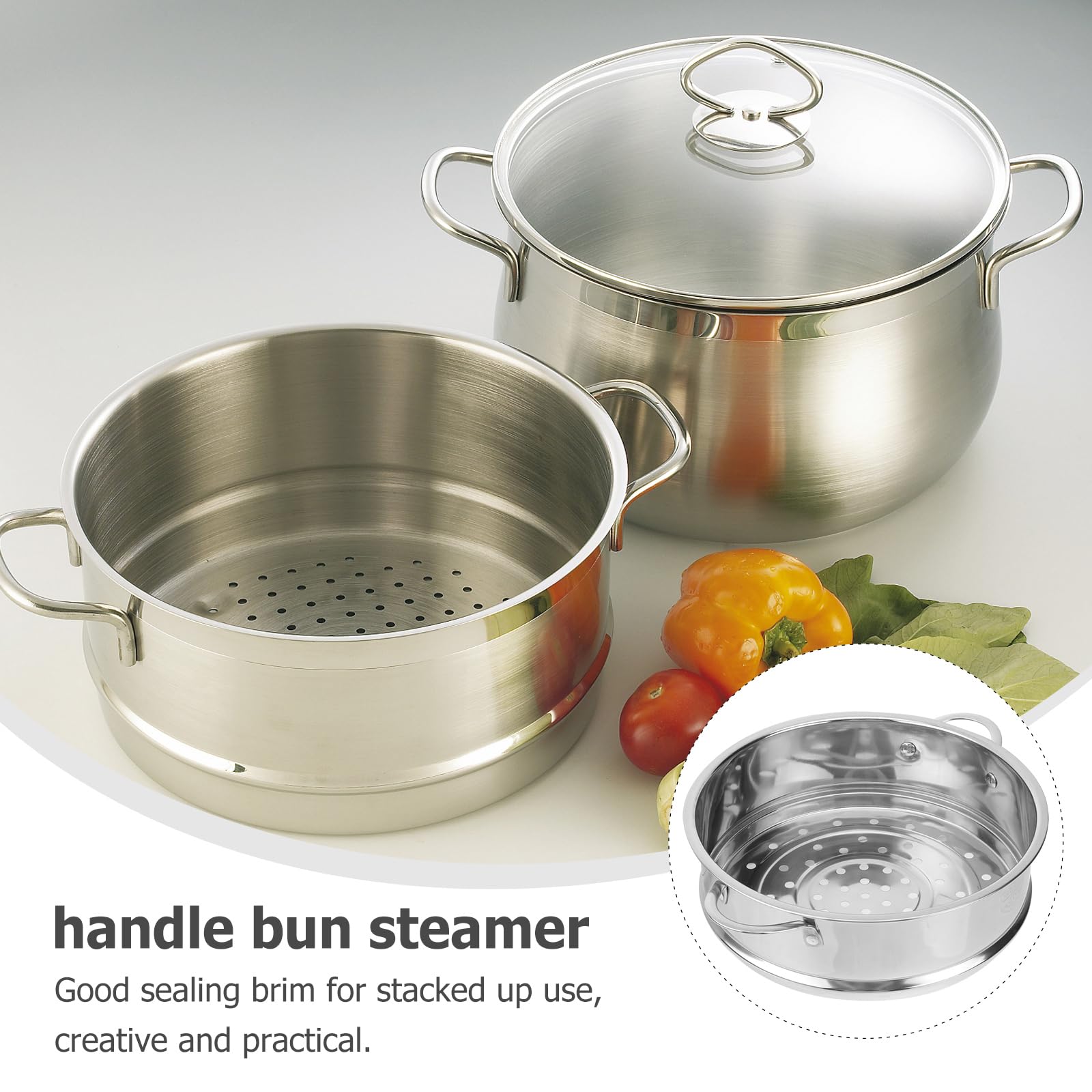 Operitacx Stainless Steel Steamer Basket with Handles - Stackable Steamer Pot Basket with Lid for Dumplings, Vegetables & Buns | Perfect for Asian Cooking, Healthy Meal Prep & Kitchen Use