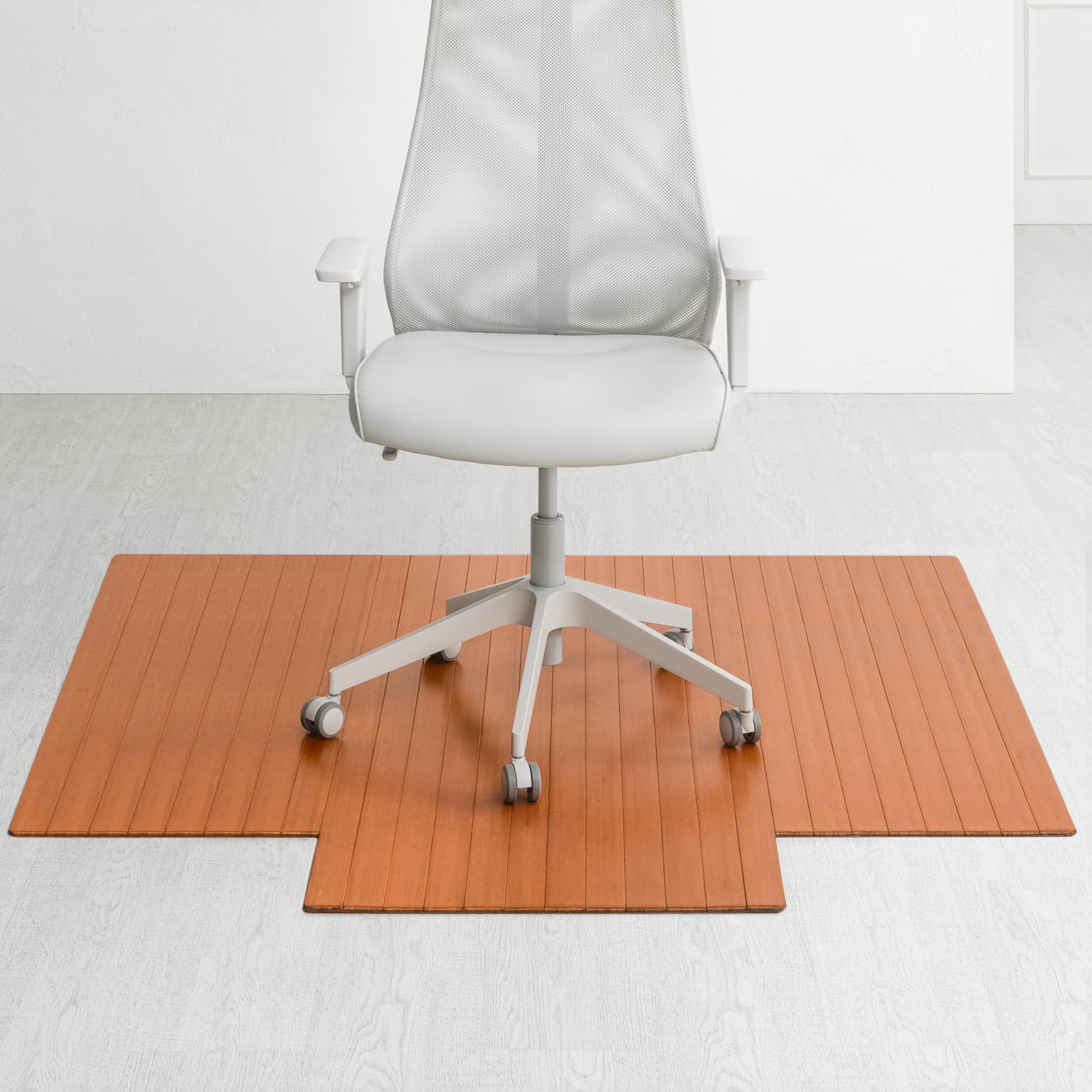 Premium Bamboo Chair Mat - 5mm Thick, Anti-Slip & Heavy Duty - Protects Hardwood Floors in Home & Office - Durable Floor Protector for Desk Chairs - Perfect for Workspaces, Gaming Rooms & Home Offices