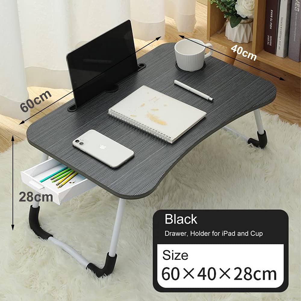 VebaCidi Twin Bed Desks with Drawer & Holder - Black & Pink for Dorm & Home Office