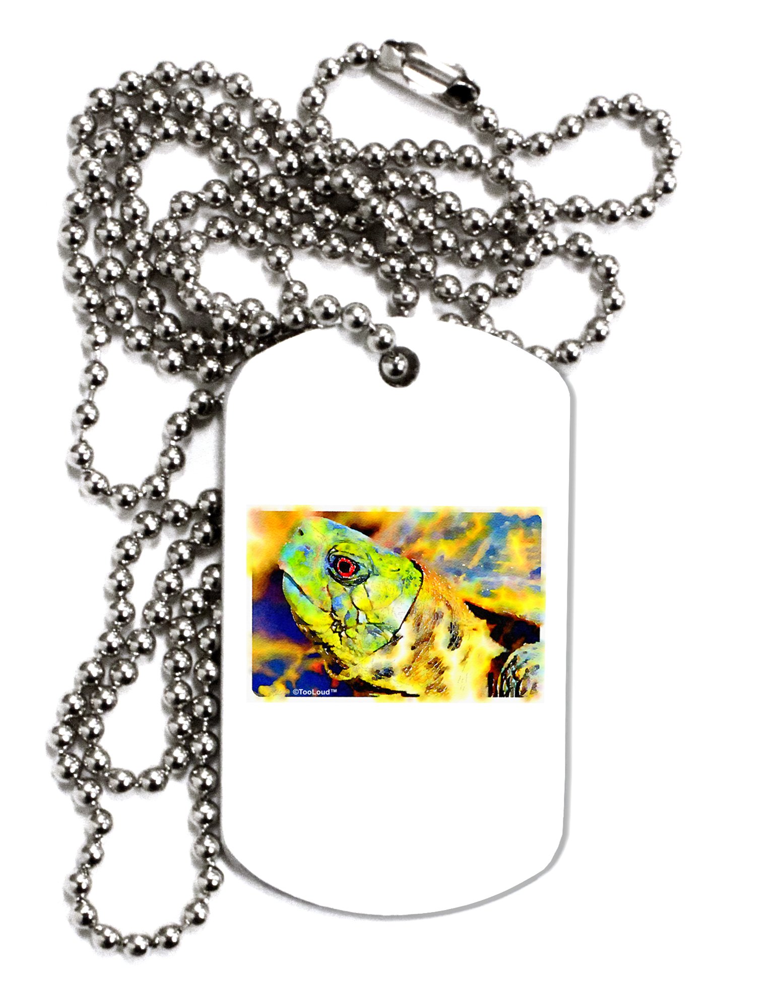 TOOLOUD Menacing Turtle Watercolor Dog Tag Chain Necklace for Men - Punk Rock Gothic Jewelry for Everyday Wear & Costume Accessories