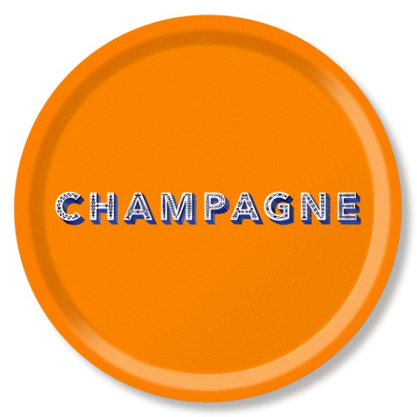 Jamida Champagne Tray (Orange) - Elegant Serving Tray for Wine, Cocktails & Party Drinks - Perfect for Weddings, Brunches & Home Entertaining