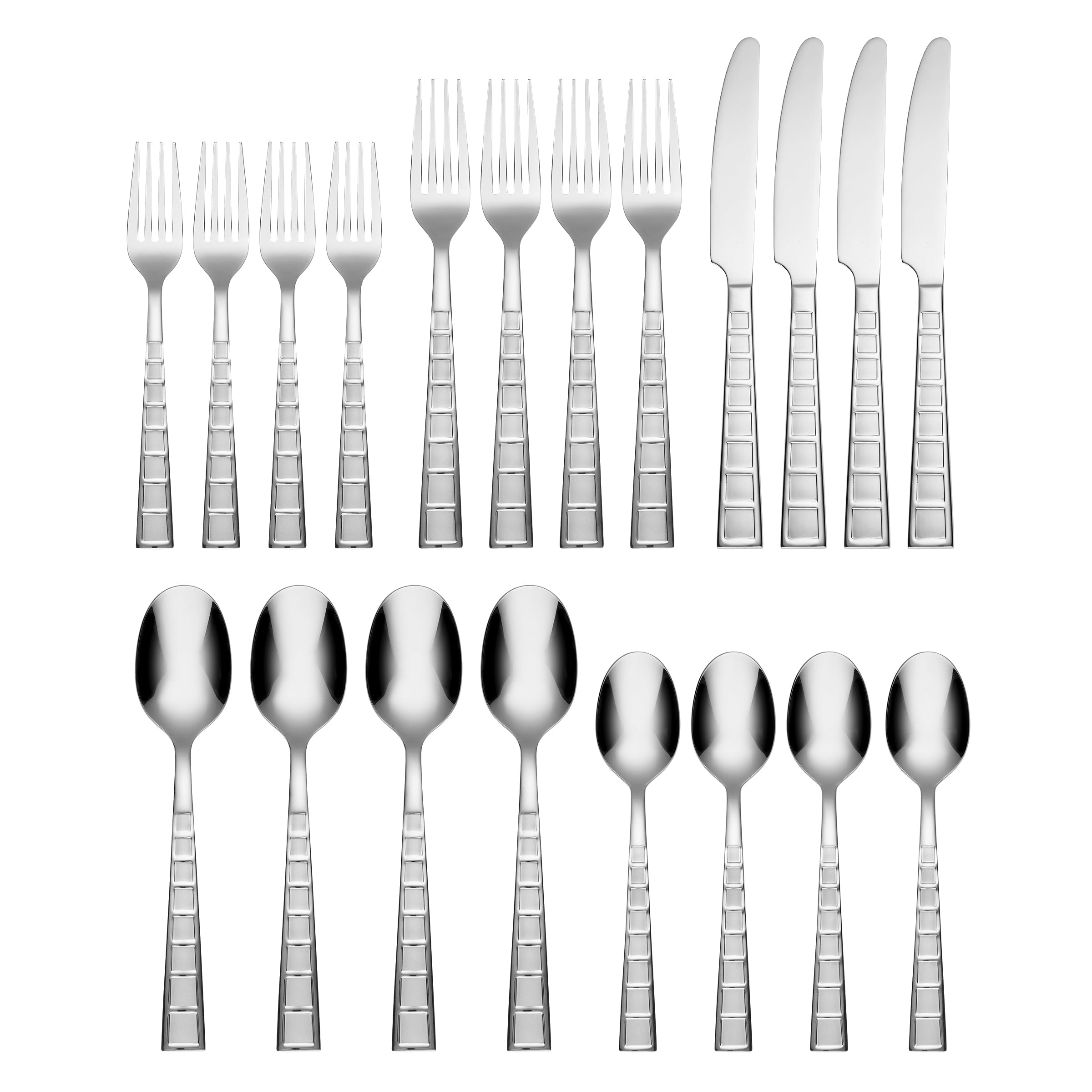 20-Piece Mosaic Sand Flatware Set - Stainless Steel Cutlery for Dining, Parties, and Everyday Use