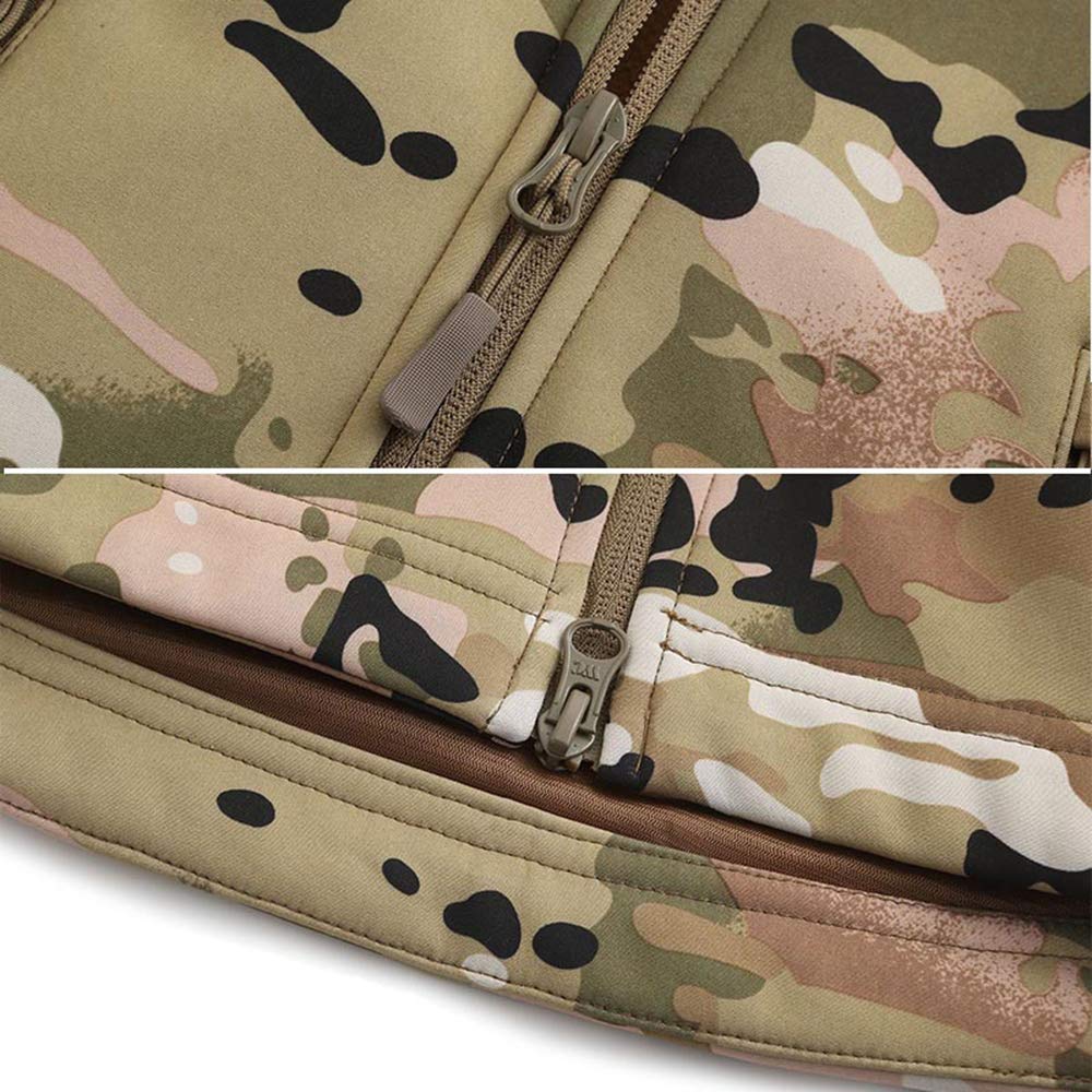 Kids Camouflage Softshell Jacket & Pants Set - Waterproof Windproof Outdoor Hooded Coat for Boys Girls Hunting Hiking Camping