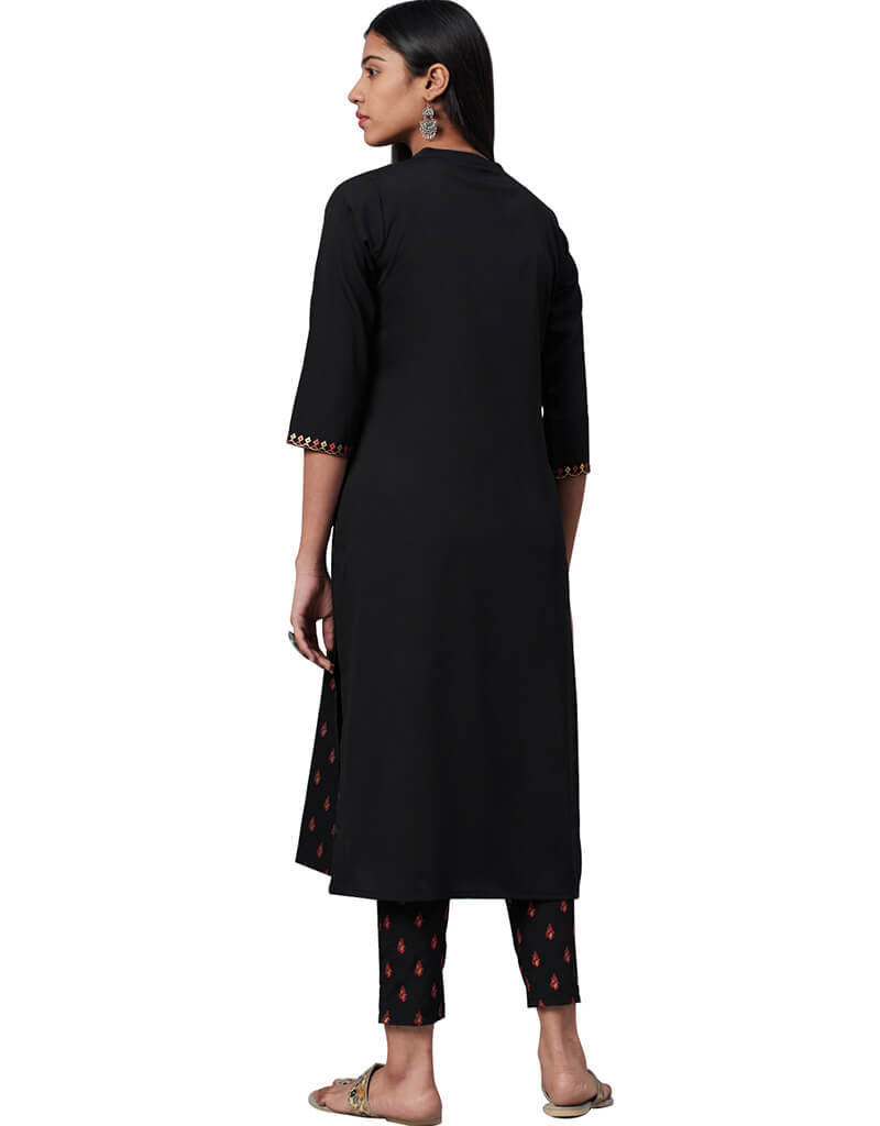 Elegant Black Crepe Pant Kurti for Women - Stylish Indian Ethnic Wear for Parties, Weddings & Festivals