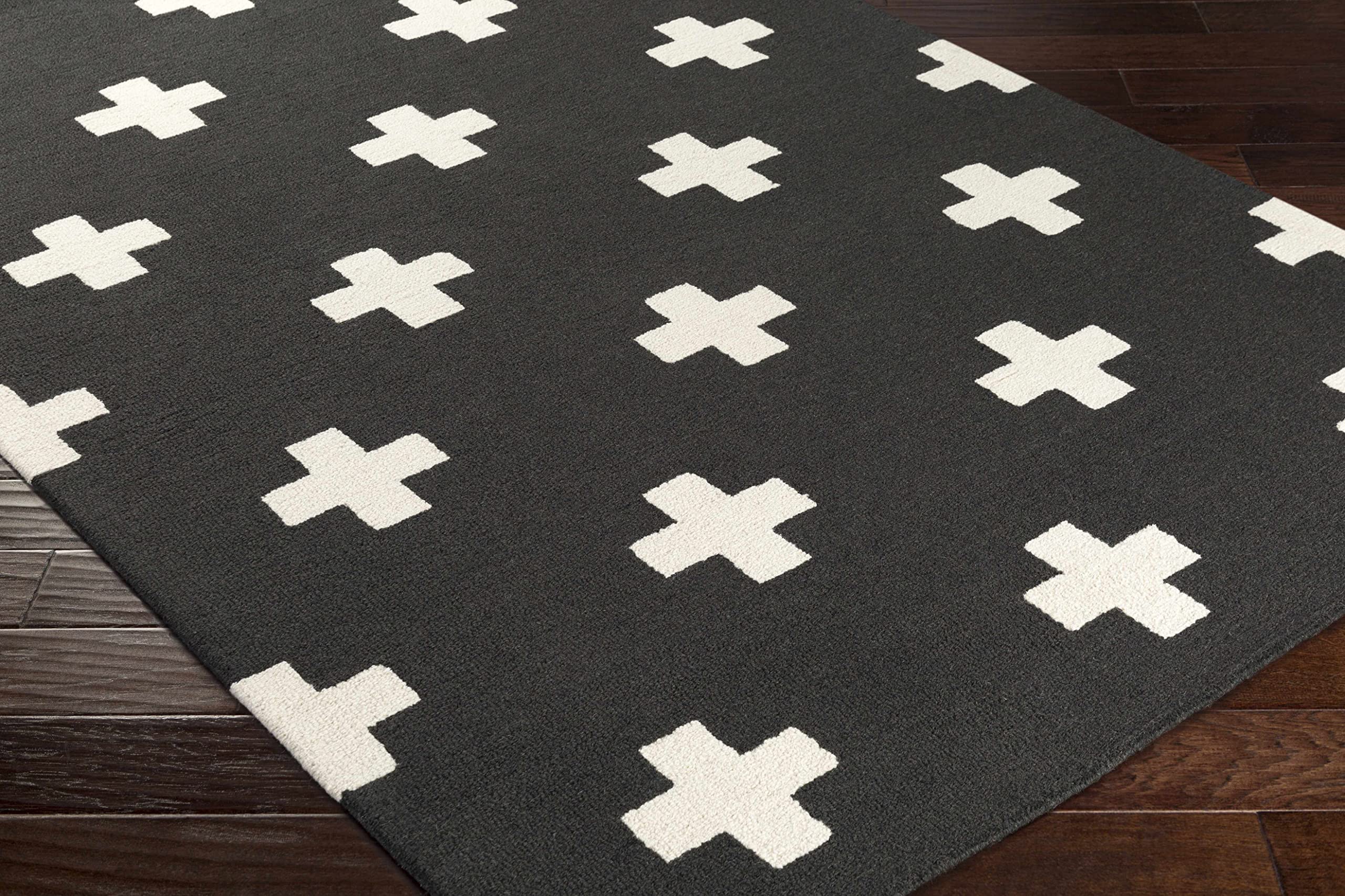Hauteloom Shawanee Wool Area Rug 3' x 5' - Modern Black & White Handmade Rug for Living Room, Bedroom - Soft & Durable Home Decor - Perfect for Cozy Spaces, Home Office & Nursery