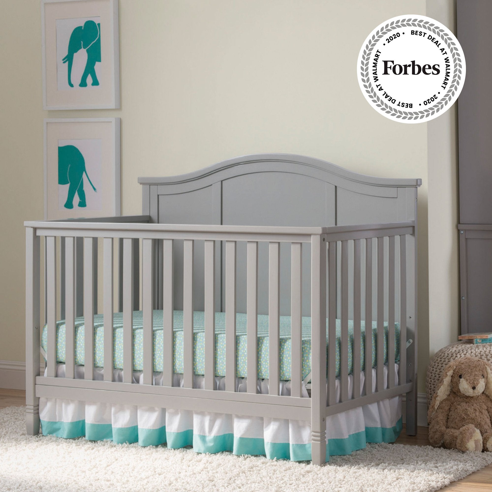 Madrid 5-in-1 Convertible Baby Crib to Toddler Bed - White Nursery Furniture for Boys & Girls - Perfect for Newborns, Infants and Growing Kids