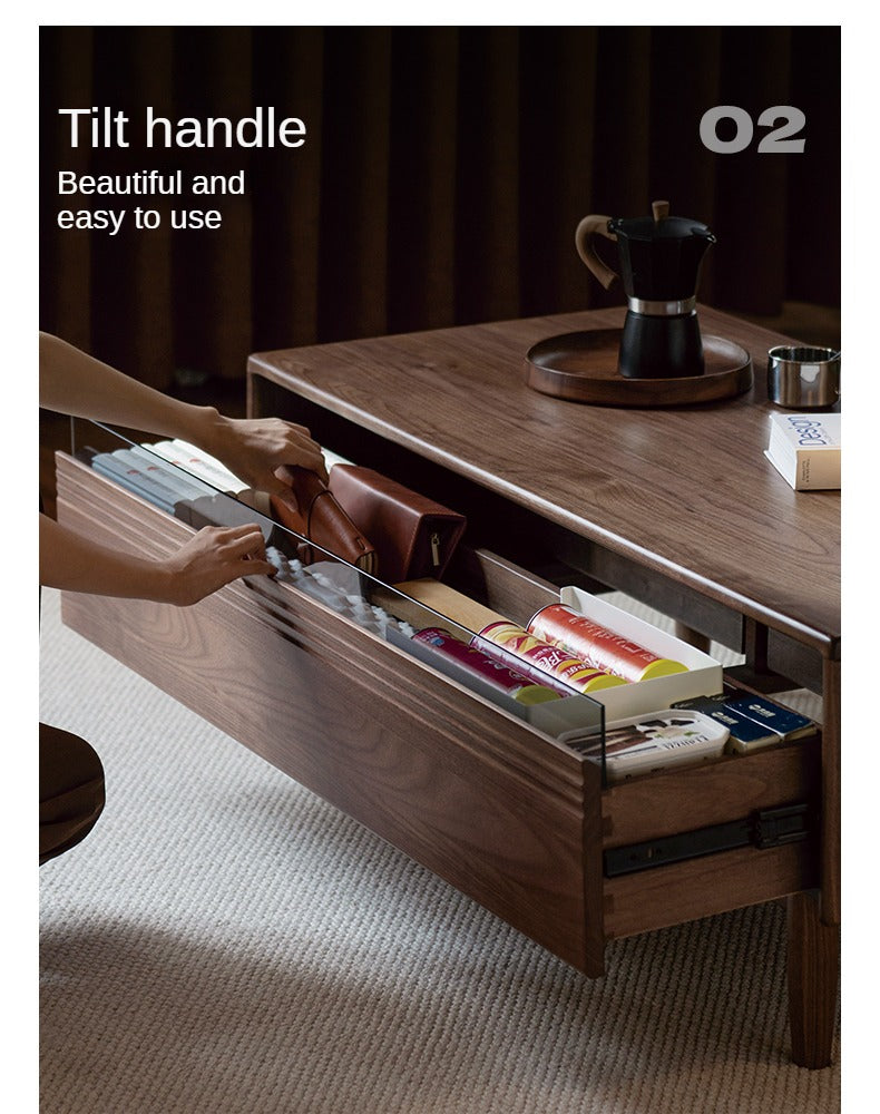 Premium Black Walnut Solid Wood Coffee Table - Handcrafted Modern Living Room Centerpiece for Home Decor & Entertaining