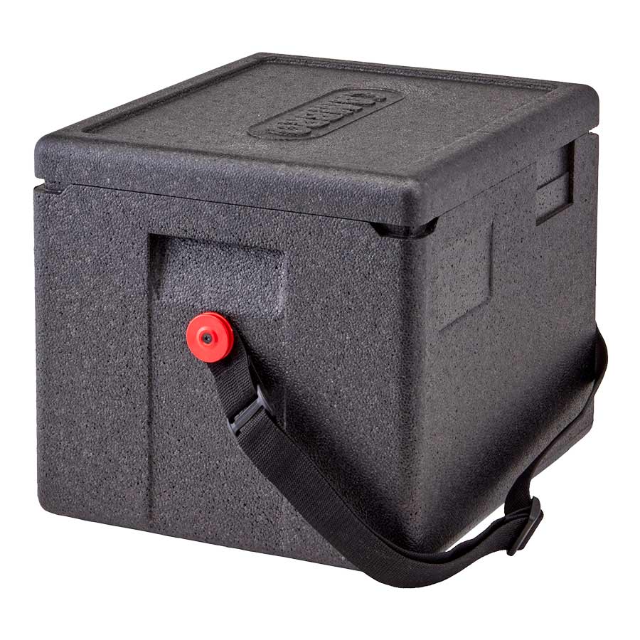 Cambro EPP280WSTSW110 Cam GoBox Half Size Top Loader with Carrying Strap - Black Insulated Food Container for Catering, Picnics & Outdoor Events