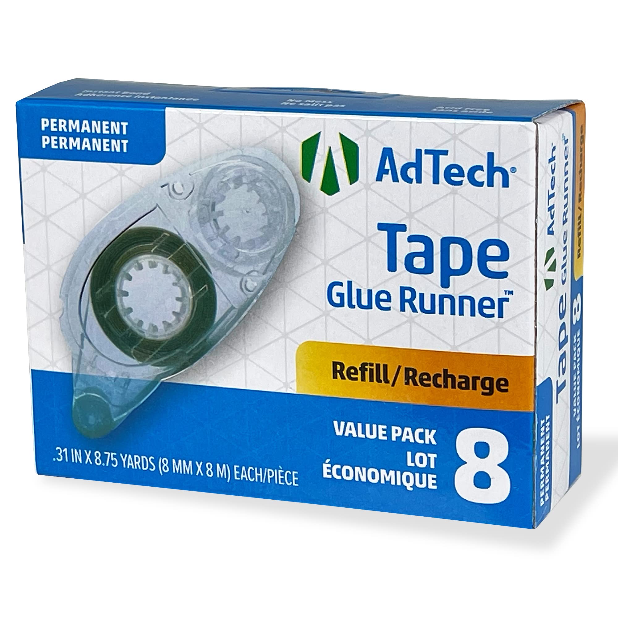 AdTech 05674 Permanent Crafter's Tape Refills - 12 Pack for Scrapbooking, Card Making & DIY Projects - Strong Adhesive Craft Tape for Paper, Photos & Decorations
