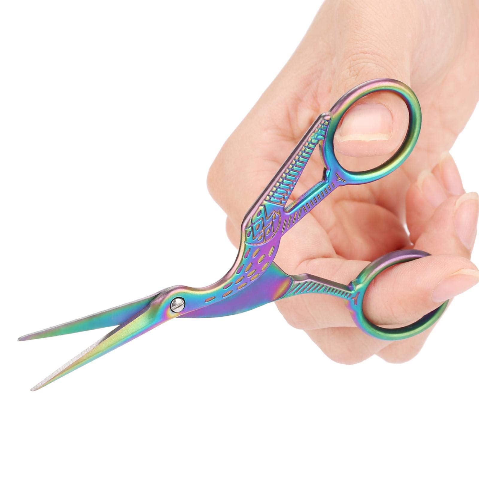 Fdit Colorful Crane-Shape Stainless Steel Embroidery Scissors - Precision Needlework & DIY Tailoring Tools for Sewing, Handcraft, Quilting - Perfect for Fabric Cutting, Thread Trimming & Craft Projects