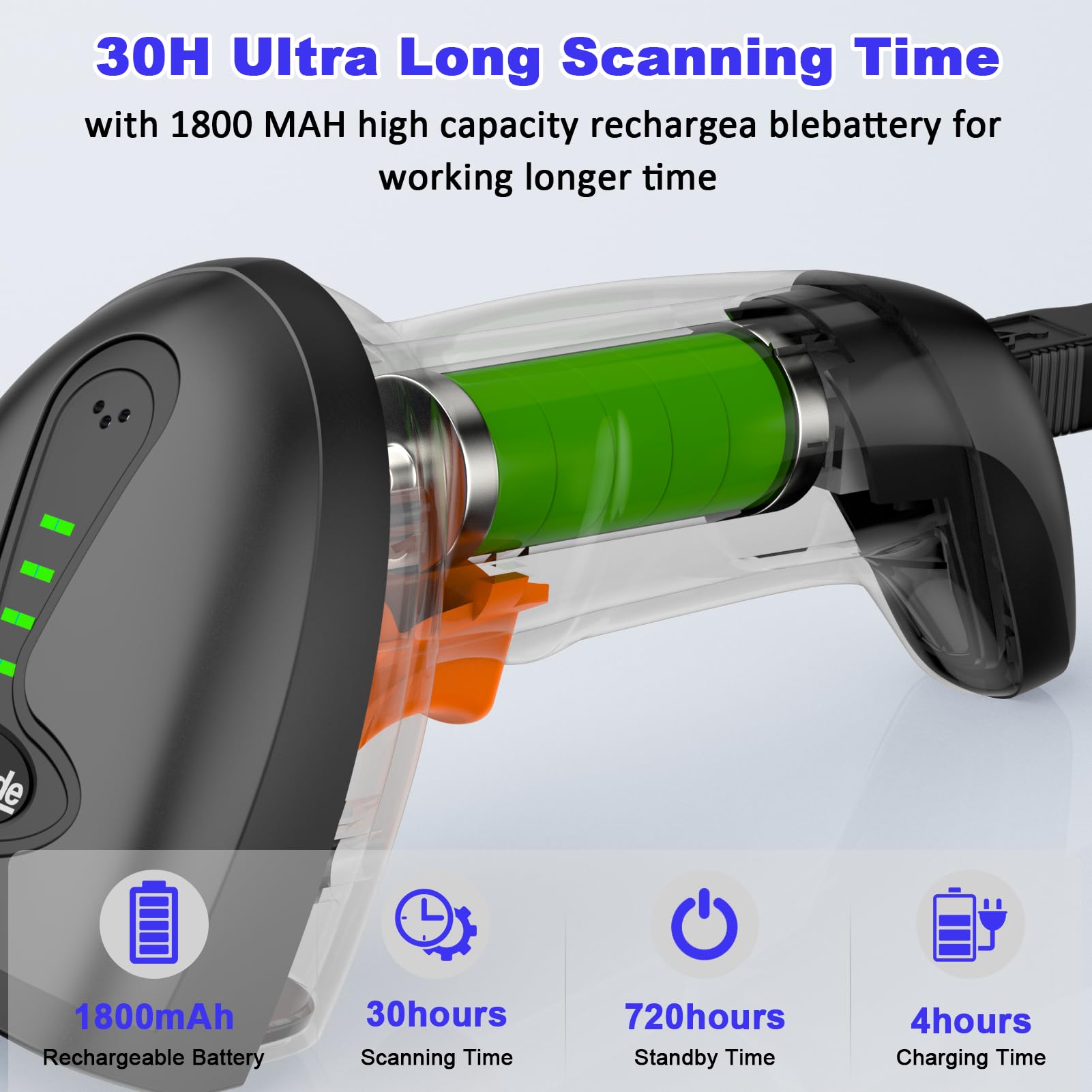 Wireless Barcode Scanner - 3-in-1 Bluetooth 6.0 & USB 2.0 Handheld Laser Reader, Rechargeable 1D Symcode Scanner for Retail, Warehouse & Inventory Management