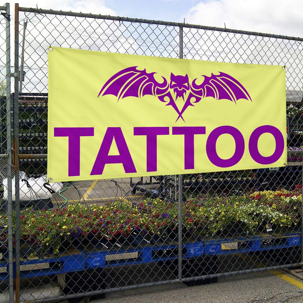 Custom Vinyl Banner 48x96 Inches - Durable Weatherproof Outdoor Advertising Sign with 8 Grommets for Tattoo Shops, Business Promotion & Yard Signs (Multiple Sizes Available) - Perfect for Trade Shows, Events & Industrial Use