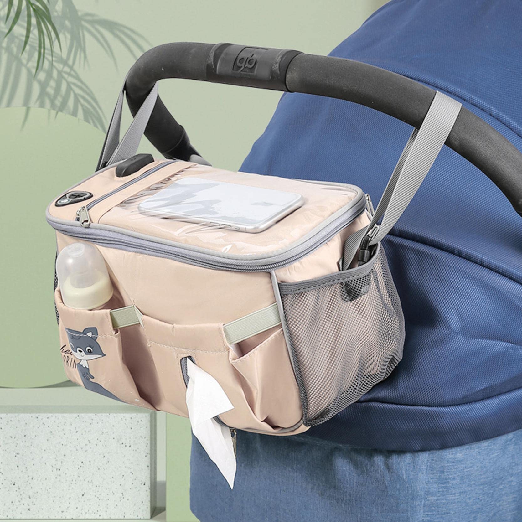 CrazyPig Universal Stroller Organizer Bag - Adjustable Shoulder Straps with Zipper Pockets, Large Capacity Diaper Bag for Baby Essentials, Compact Design Fits All Strollers - Perfect for Shopping, Travel & Outdoor Activities with Baby