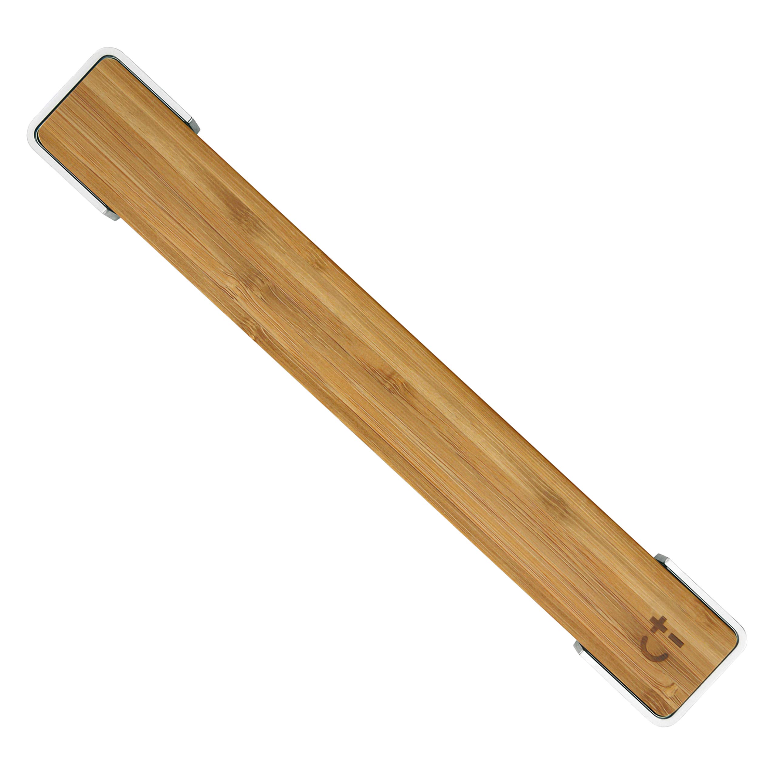 Premium Bamboo & Cast Zinc Magnetic Knife Holder - 13 Inch Wall Mount Knife Storage Rack by Bisbell - Perfect for Kitchen Countertop, Drawer Organization & Space Saving Solution