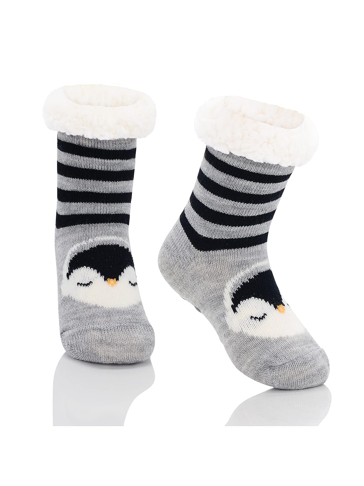 Century Star Non-Slip Gripper Socks for Girls & Boys - Warm Fleece Lined Fuzzy Winter Socks with Cute Animal Designs - Perfect for Indoor Play, Christmas Gifts & Cozy Home Wear