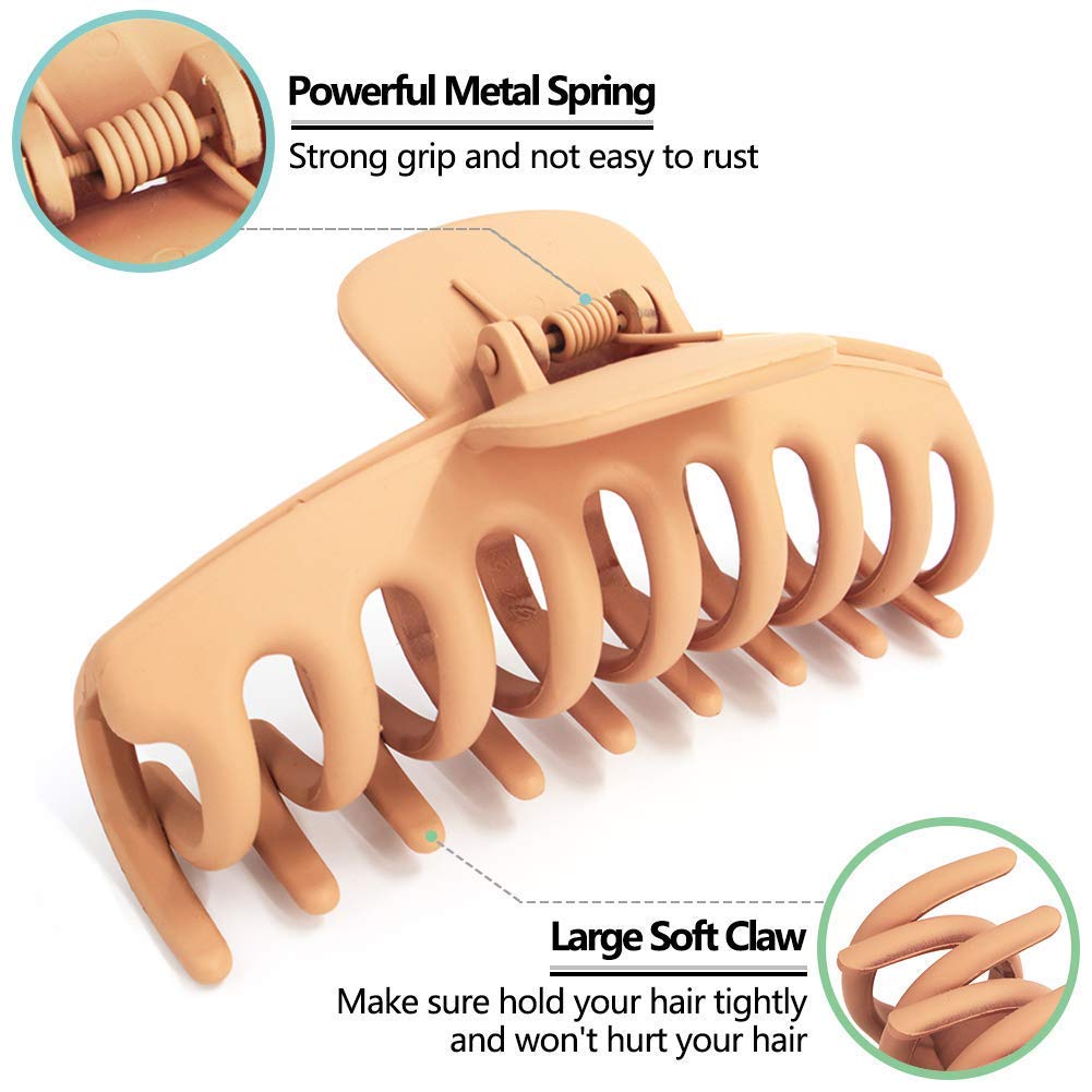 ASG 3-Piece Matte Claw Hair Clips Set - Non-Slip Large Hair Claws for Women with Thin or Thick Hair, 90s Retro Strong Hold Hair Accessories | Perfect for Updos, Ponytails & Everyday Hairstyles