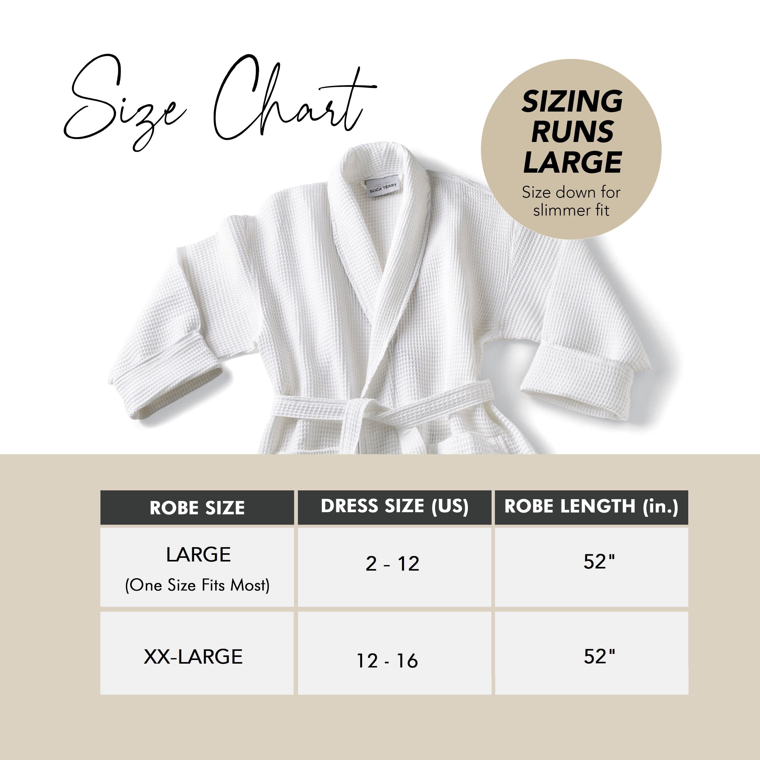 Boca Terry Women's Waffle Knit Robe - Lightweight Full Length Bathrobe with Shawl Collar for Spa, Hotel & Home Relaxation | White