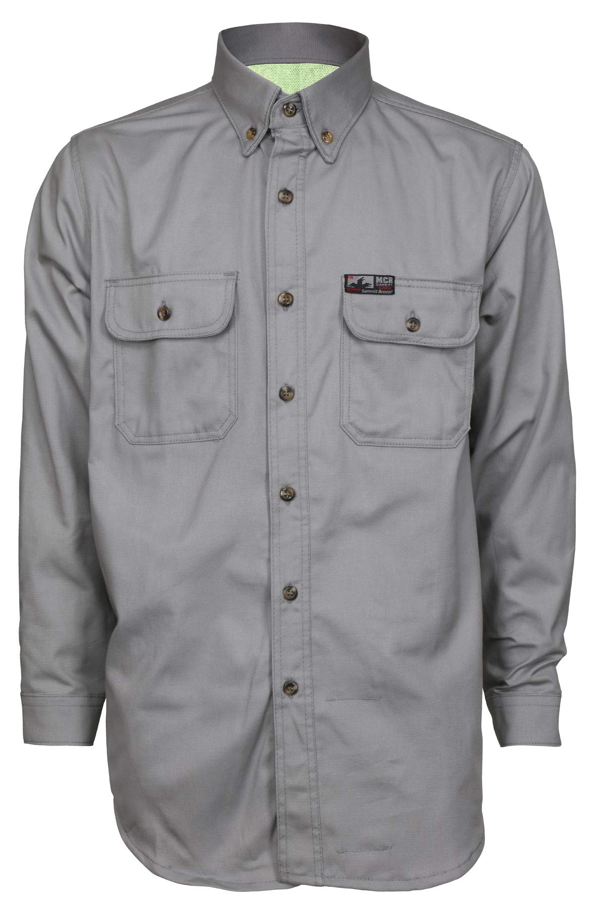 MCR Safety Flame Resistant Shirt - 7-Ounce 100% Cotton FR Work Shirt, Gray (SBS2001X3T) | Ideal for Industrial, Construction & Electrical Work Safety