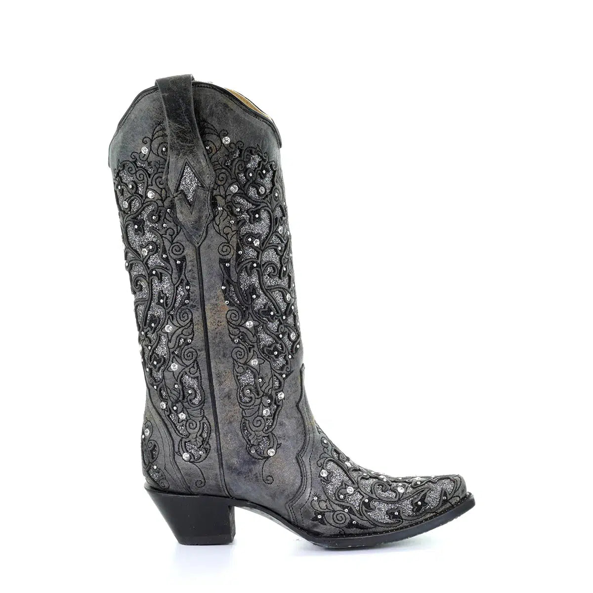 A3672 Women's Corral Grey Western Cowgirl Leather Tall Boots - Stylish & Comfortable for Rodeo, Horseback Riding & Country Fashion