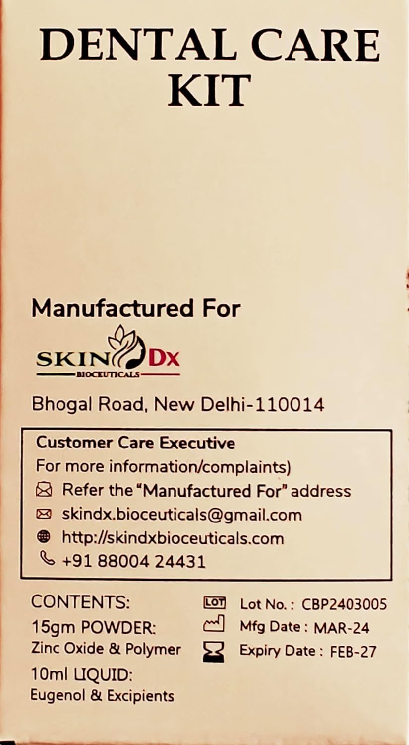 Zinc Oxide Eugenol Dental Cement Kit for Crowns & Bridges Filling - Temporary Tooth Repair & Restoration Solution for Dentists & Home Dental Care