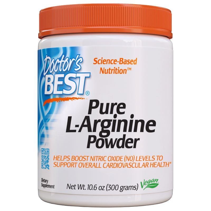 Doctor's Best Pure L-Arginine Powder 300g - Nitric Oxide Booster for Heart Health, Muscle Growth & Performance - Unflavored Supplement for Workout, Fitness & Cardiovascular Support