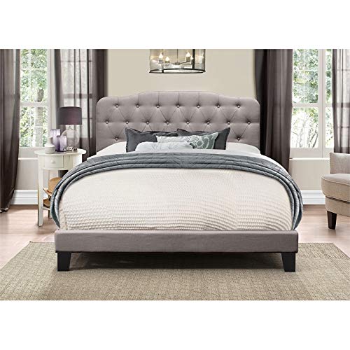 BOWERY HILL Modern Upholstered King Size Bed with Stone Fabric - Luxury Bedroom Furniture for Master Suite & Guest Room Decor