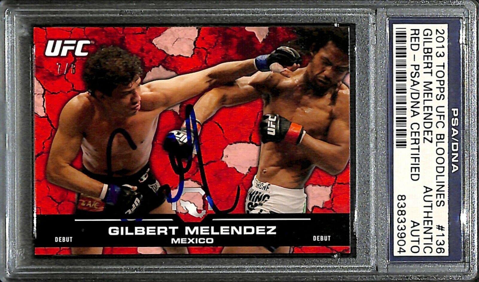 Gilbert Melendez Autographed 2013 Topps UFC Bloodlines Card #136 PSA/DNA Certified #7/8 - Rare Signed MMA Collectible for UFC Fans & Memorabilia Enthusiasts - Perfect for Display, Gifts, and Sports Collections