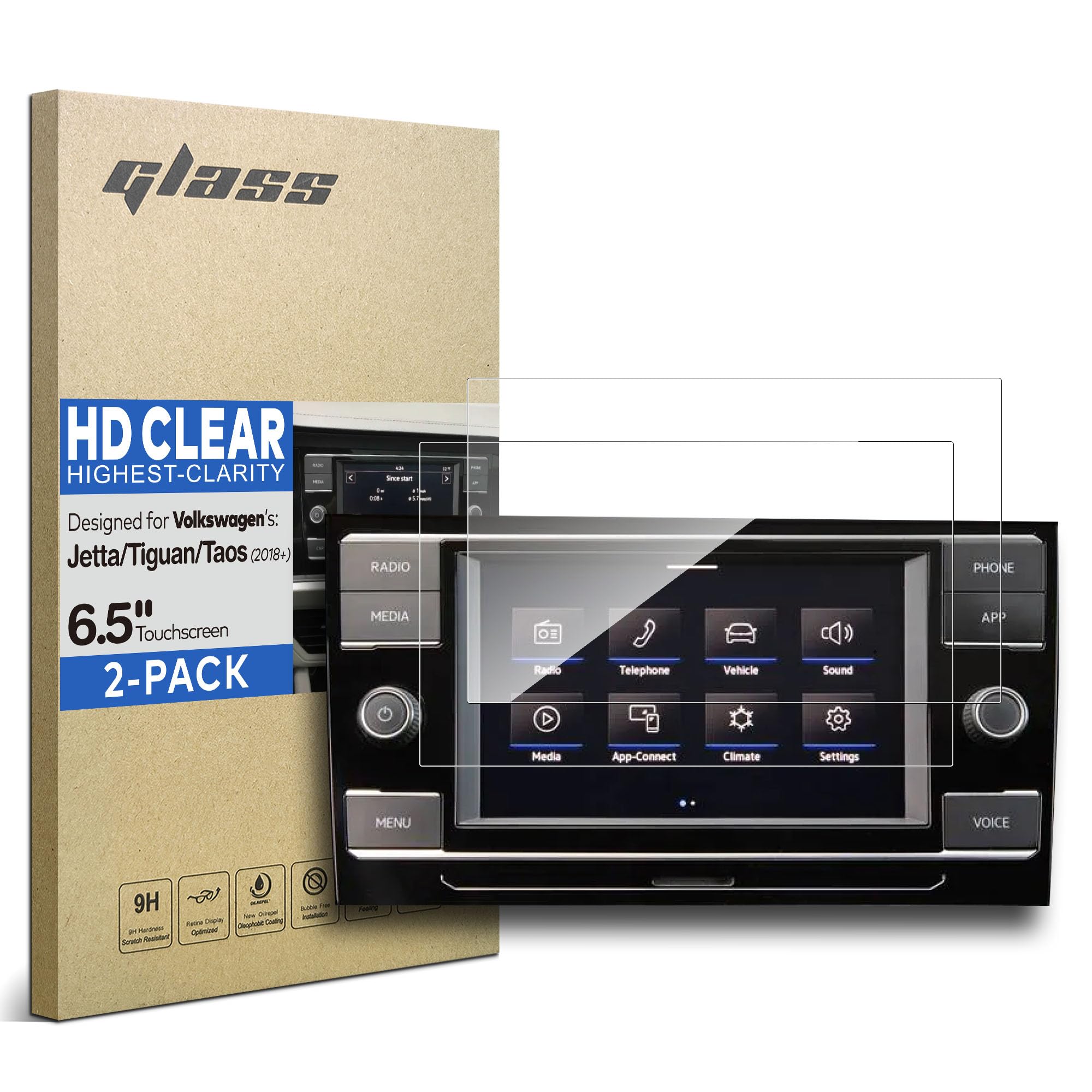 Volkswagen Jetta/Tiguan/Taos Screen Protector (2-Pack) - HD Clear for 6.5