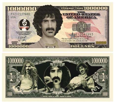 Frank Zappa Million Dollar Bill Replica - Pack of 10 Collectible Novelty Bills - Perfect Gift for Music Fans & The Mothers of Invention Collectors - Great for Parties, Fan Events & Music Memorabilia Displays