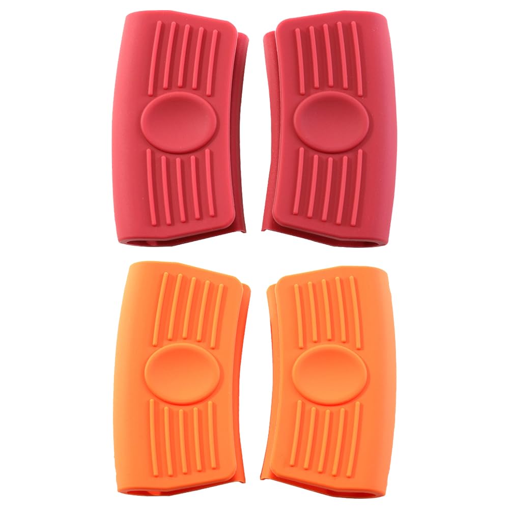 2 Pairs Heat-Resistant Silicone Handle Holders - Non-Slip Grip for Hot Pans, Griddles, Skillets & Baking Trays | Oven & Stove Safe | Perfect for Cooking, Grilling & Baking (Model-1)