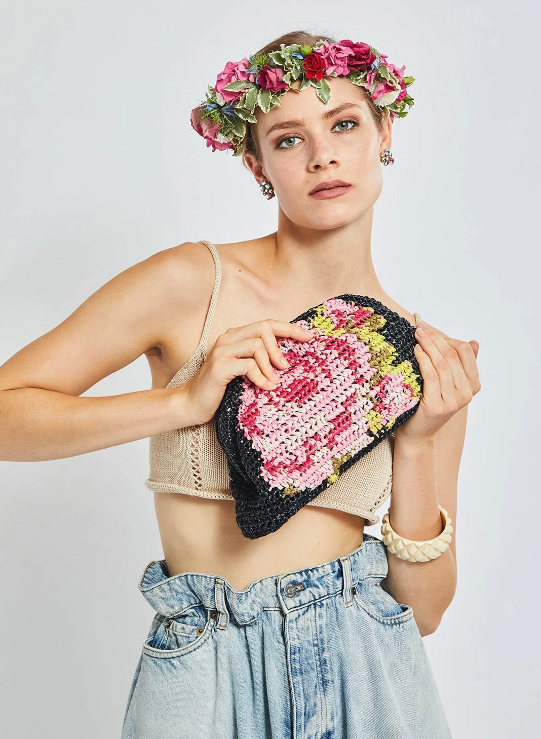 Elegant Black Rose Crochet Game Purse - Handmade Vintage Clutch for Women | Perfect for Parties, Weddings & Evening Events