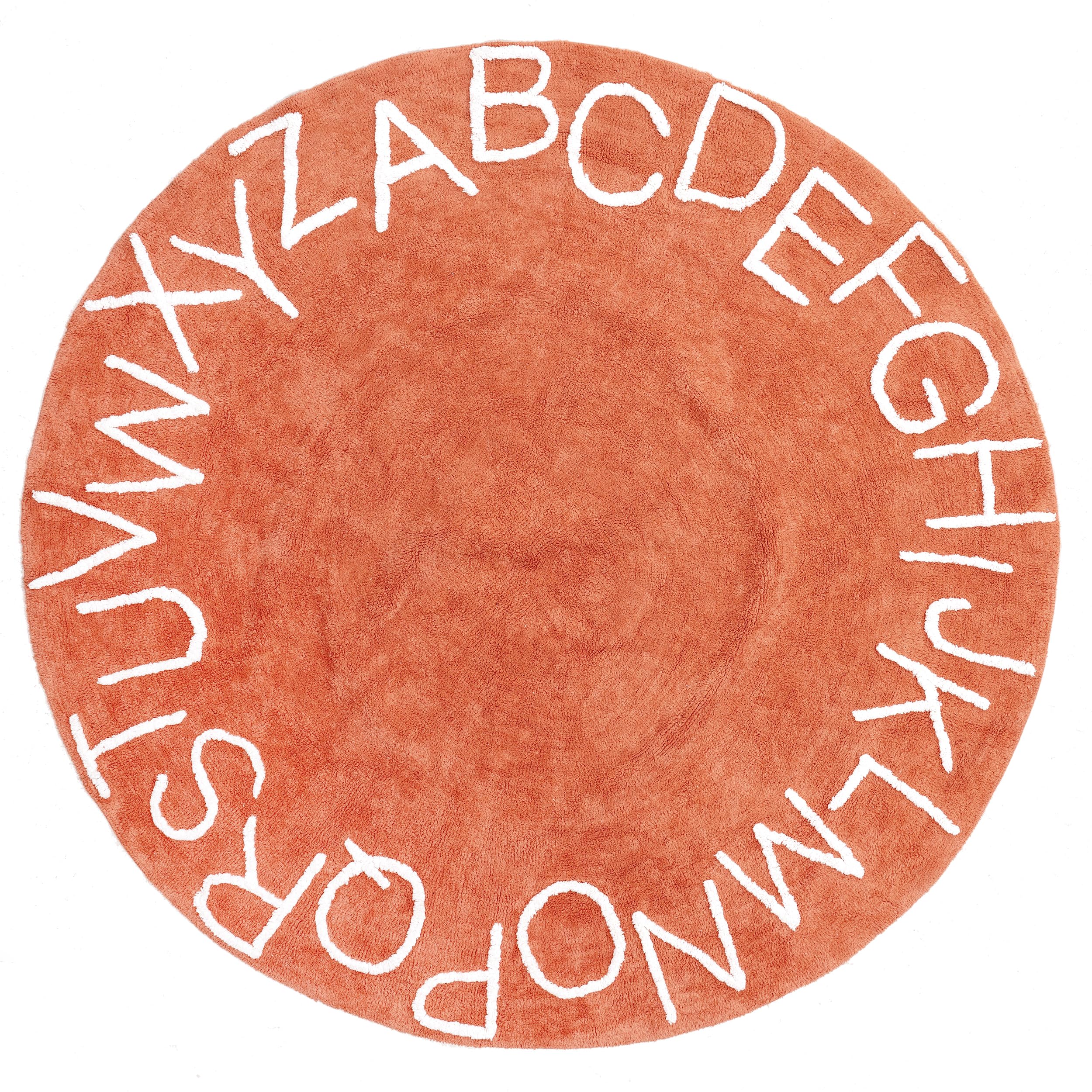 nuLOOM Kids Washable Alphabet Rug - 6' Round Non-Slip Educational Play Mat for Nursery & Classroom - Orange ABC Learning Carpet for Toddlers & Preschoolers