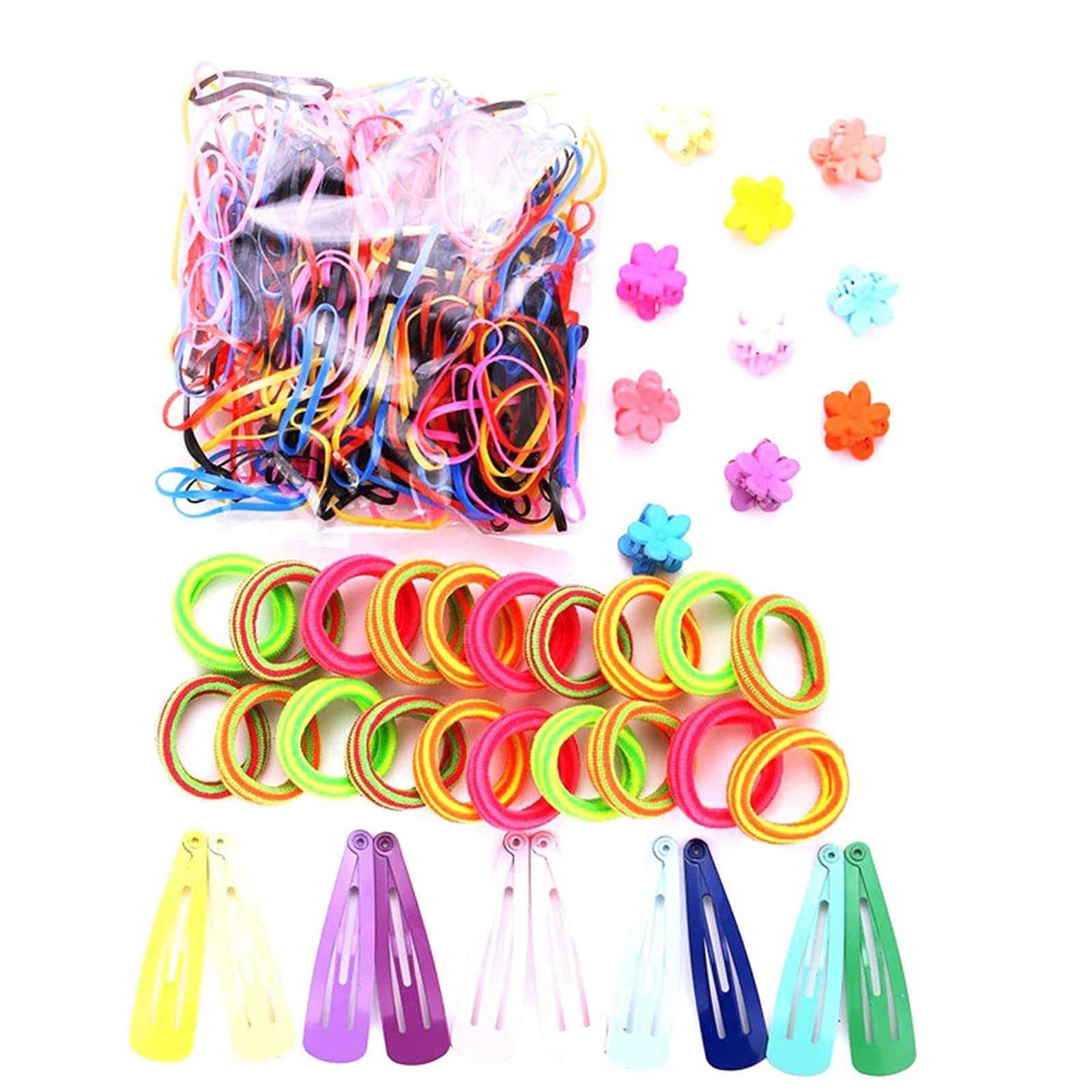 Cute Girls Hair Accessories Set - 130/240/500/780 Pcs Hair Ties, Bands & Pins in Candy Colors for School, Party & Everyday Styling