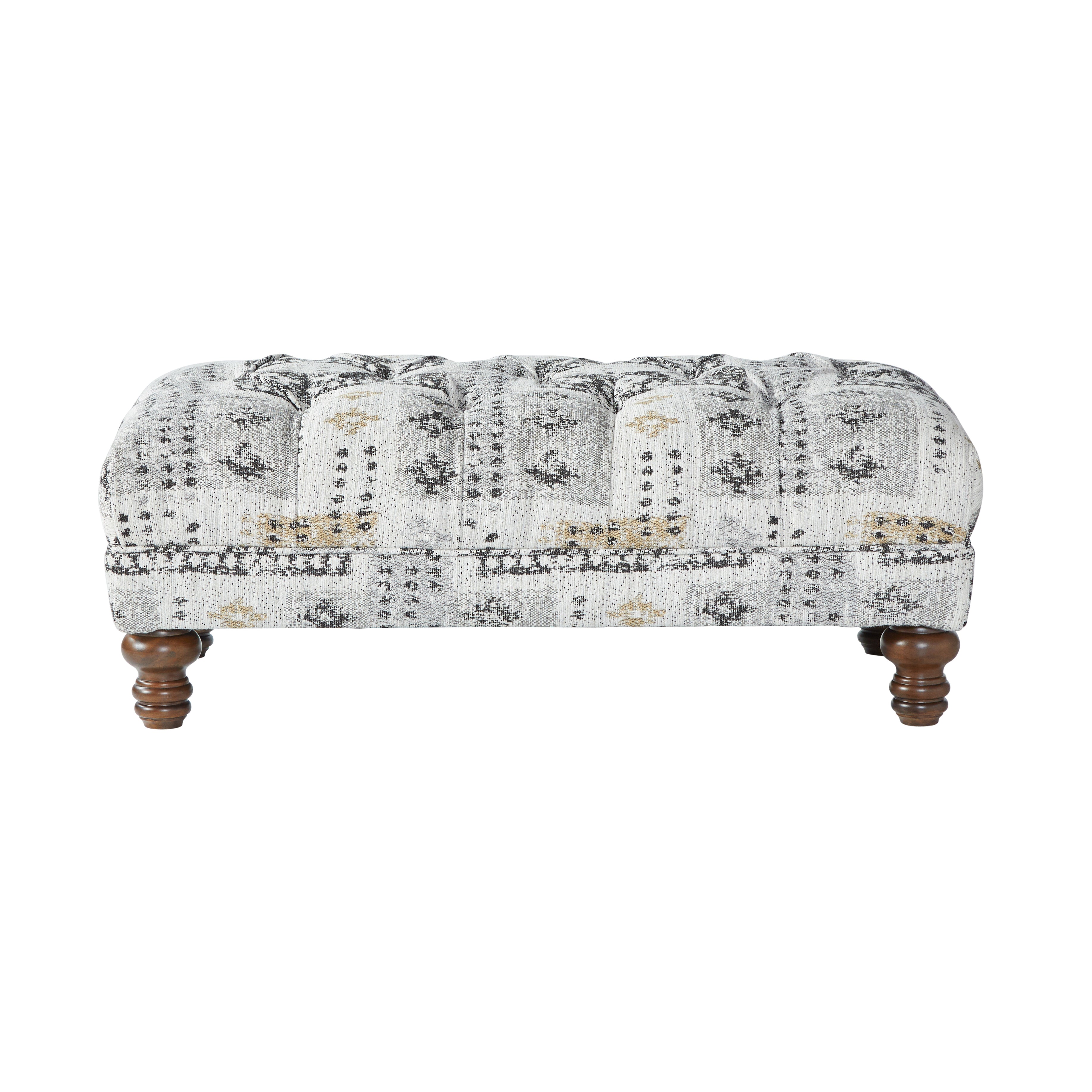 Roundhill Furniture Charbilia Fabric Tufted Cocktail Ottoman in Tupper Onyx - Stylish Living Room Footrest & Coffee Table for Modern Home Decor