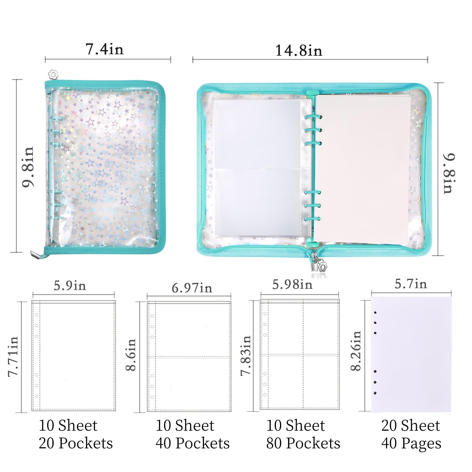 MUDOR 4 in 1 Sticker Storage Organizer - A5 Reusable Sticker Binder with Storage Sleeves & Release Paper - Perfect for Sticker Collecting, Scrapbooking & Craft Organization