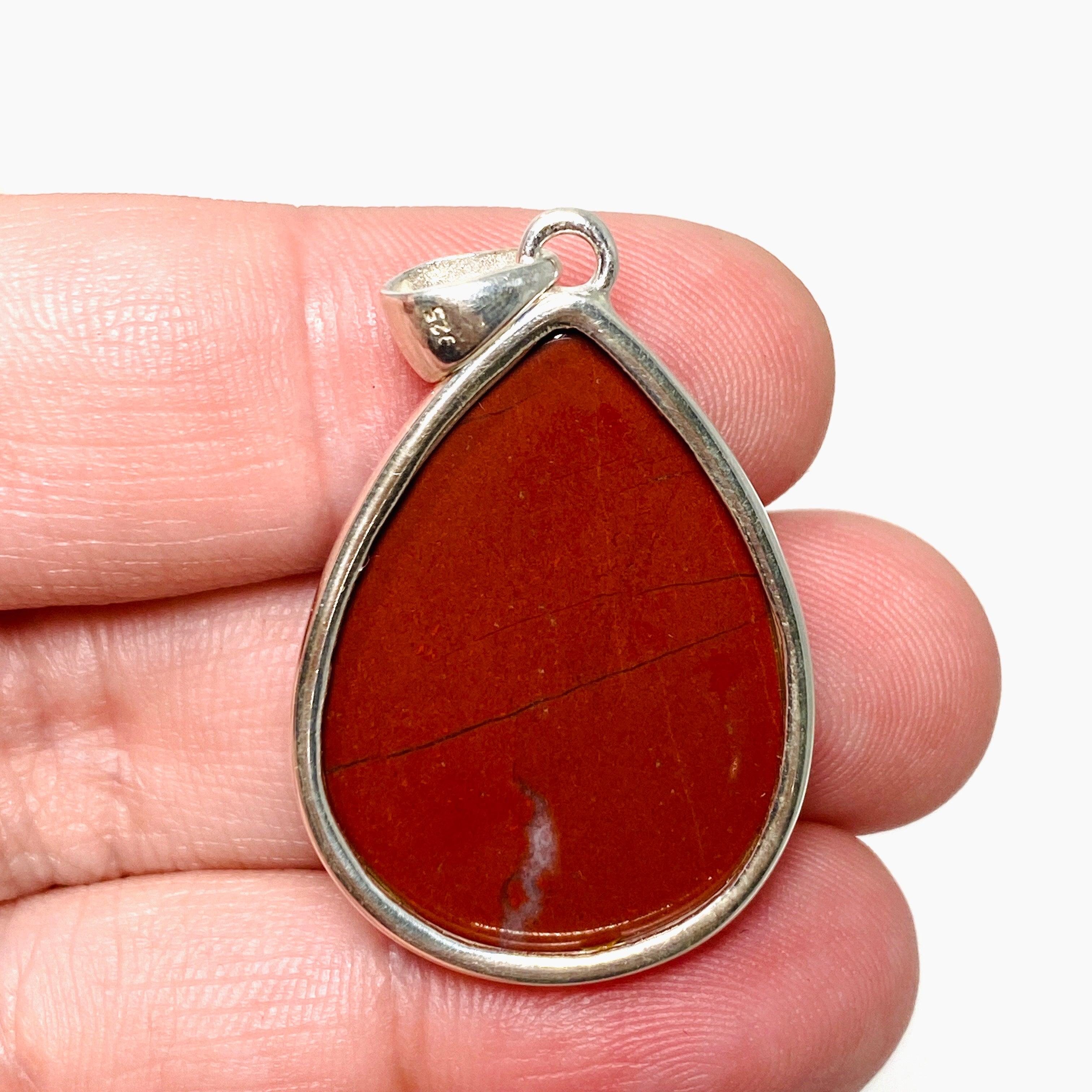 Red Jasper Teardrop Pendant Necklace KPGJ4443 - Natural Stone Jewelry for Women, Healing Crystal Gift for Meditation & Spiritual Protection