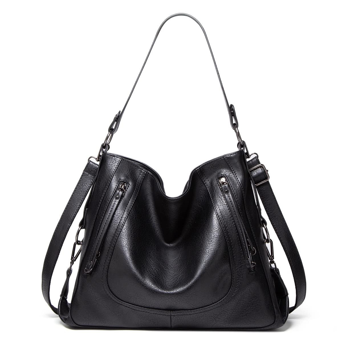 Women's PU Leather Hobo Shoulder Bag - Large Crossbody Tote for Work & Travel