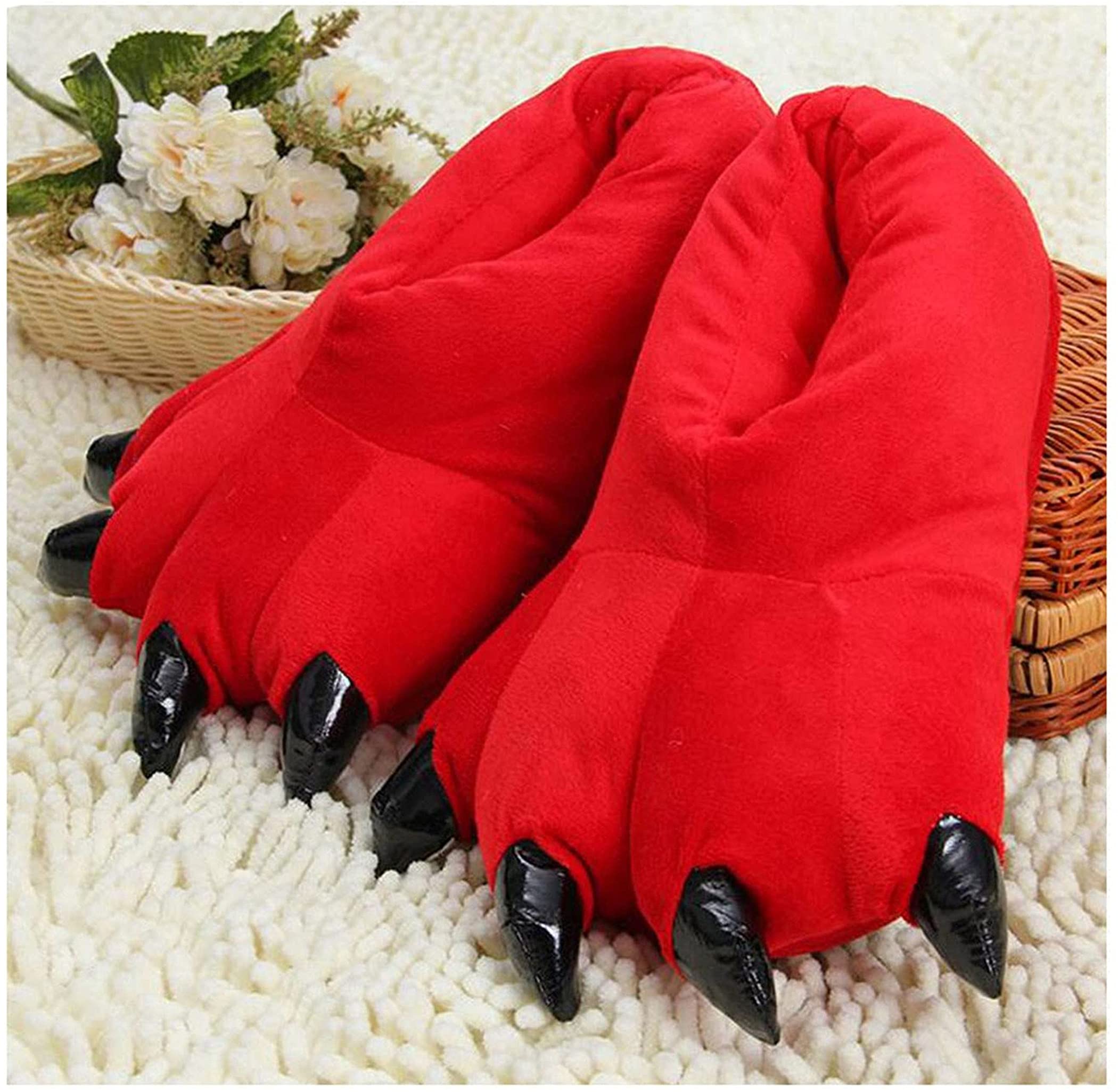 YILANLAN Unisex Plush Animal Paw Slippers - Dinosaur Claw Fuzzy Warm House Shoes for Men & Women | Cozy Indoor Footwear for Winter, Lounge Wear, Gift Ideas
