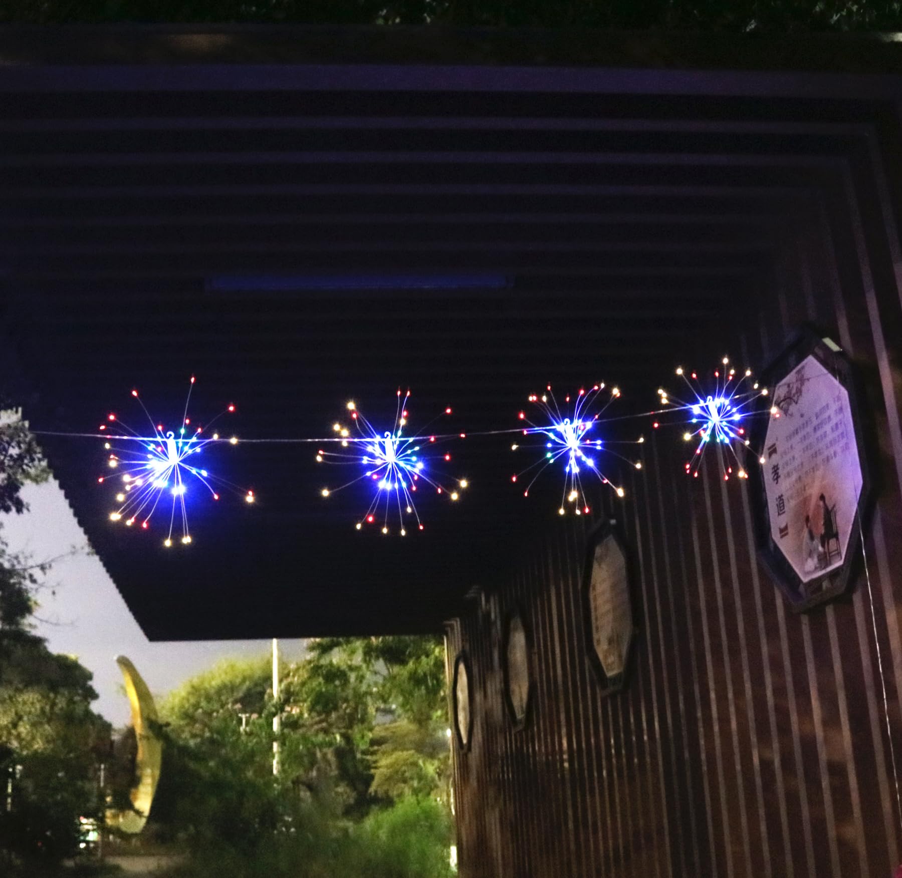 480 LED Starburst Fairy Lights with Remote Control - 8 Lighting Modes, Dimmer & Timer - 4-Connection Copper Wire String Lights for Christmas Decorations, Garden Parties, and Indoor/Outdoor Home Decor