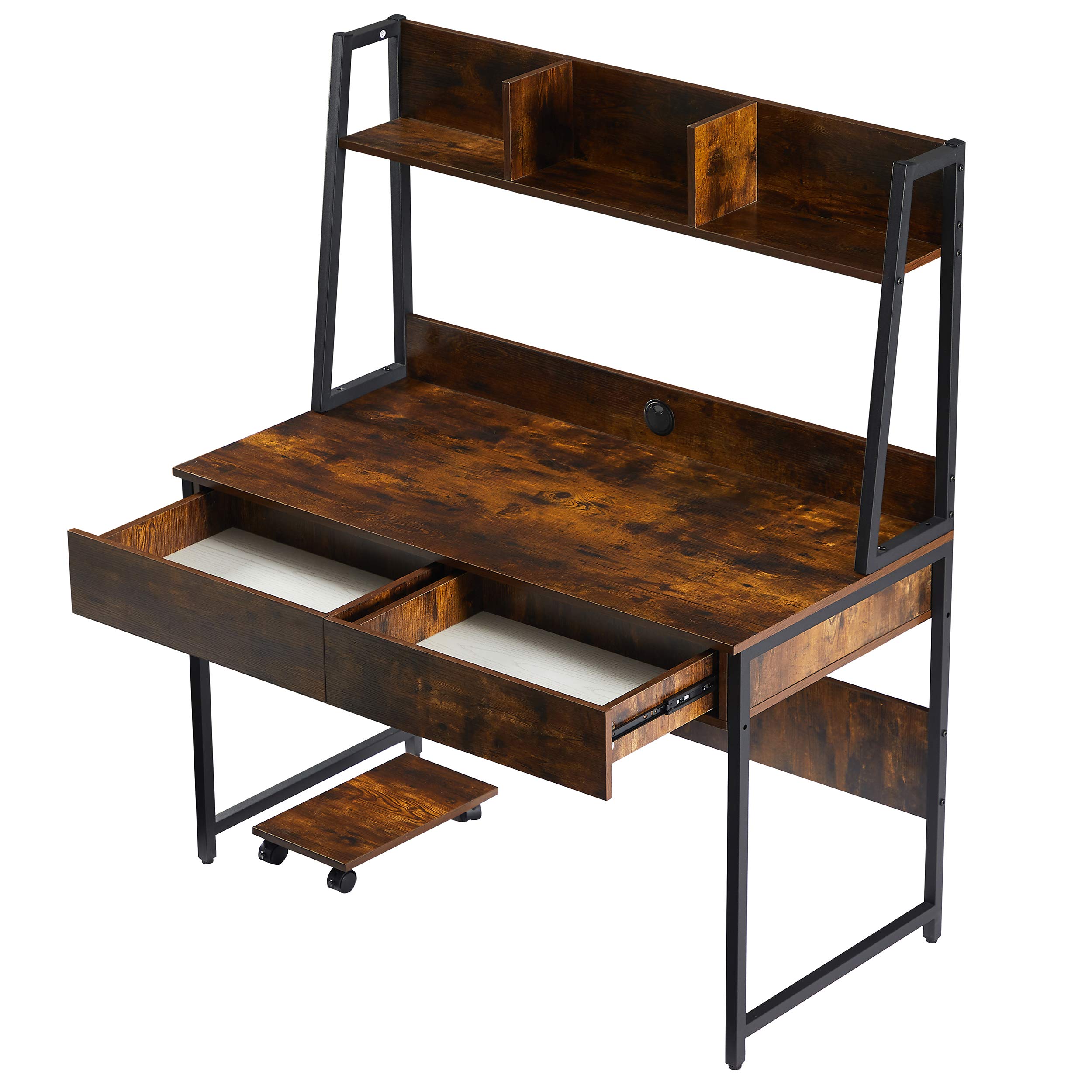 Modern Computer Desk with CPU Stand & Storage - Home Office & Study Workstation for Small Spaces