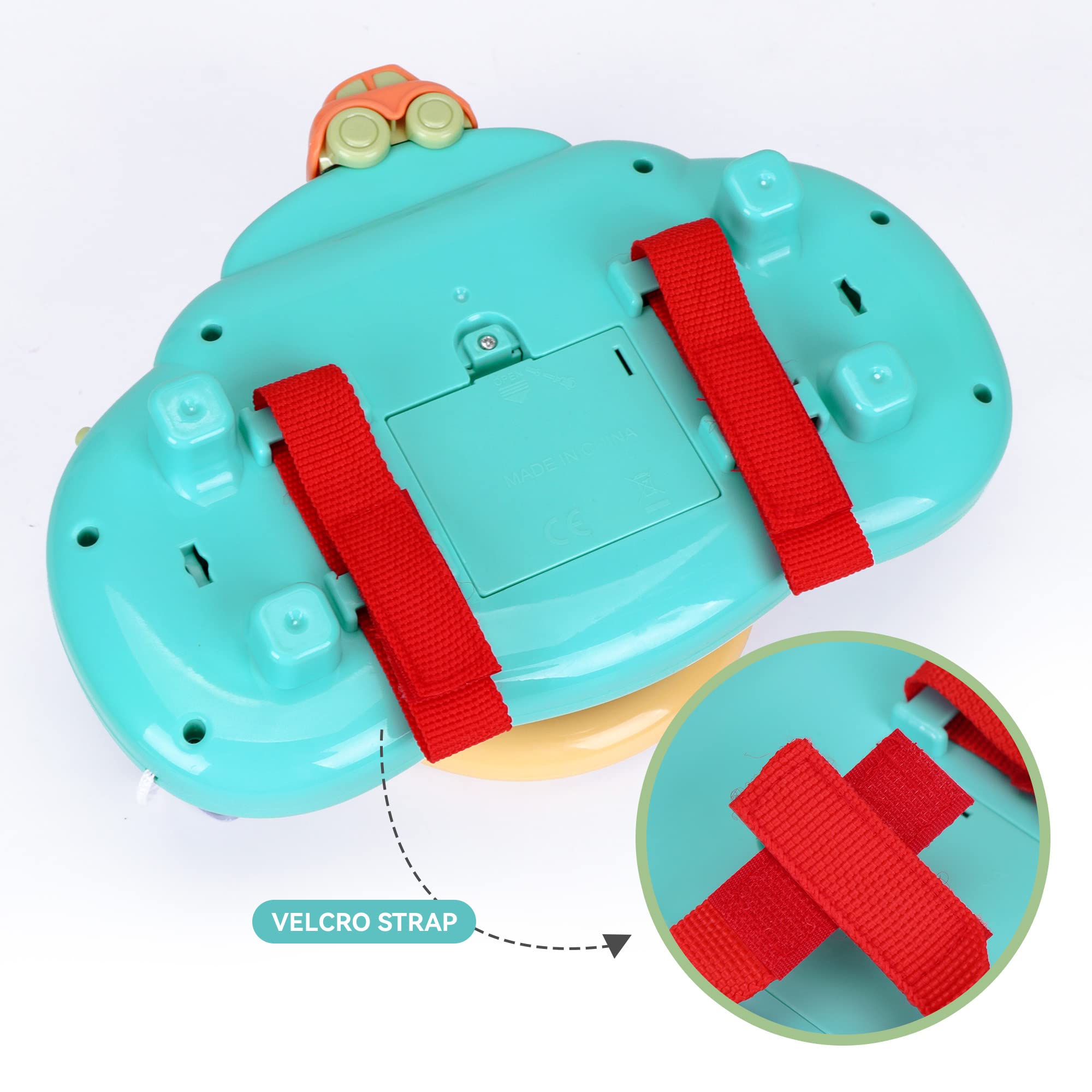 Caterbee Baby Turn and Learn Driver Steering Wheel Toy - Interactive Educational Car Toy for Toddlers 1-3 Years Old (Blue) | Pretend Play, Early Learning & Road Trip Fun
