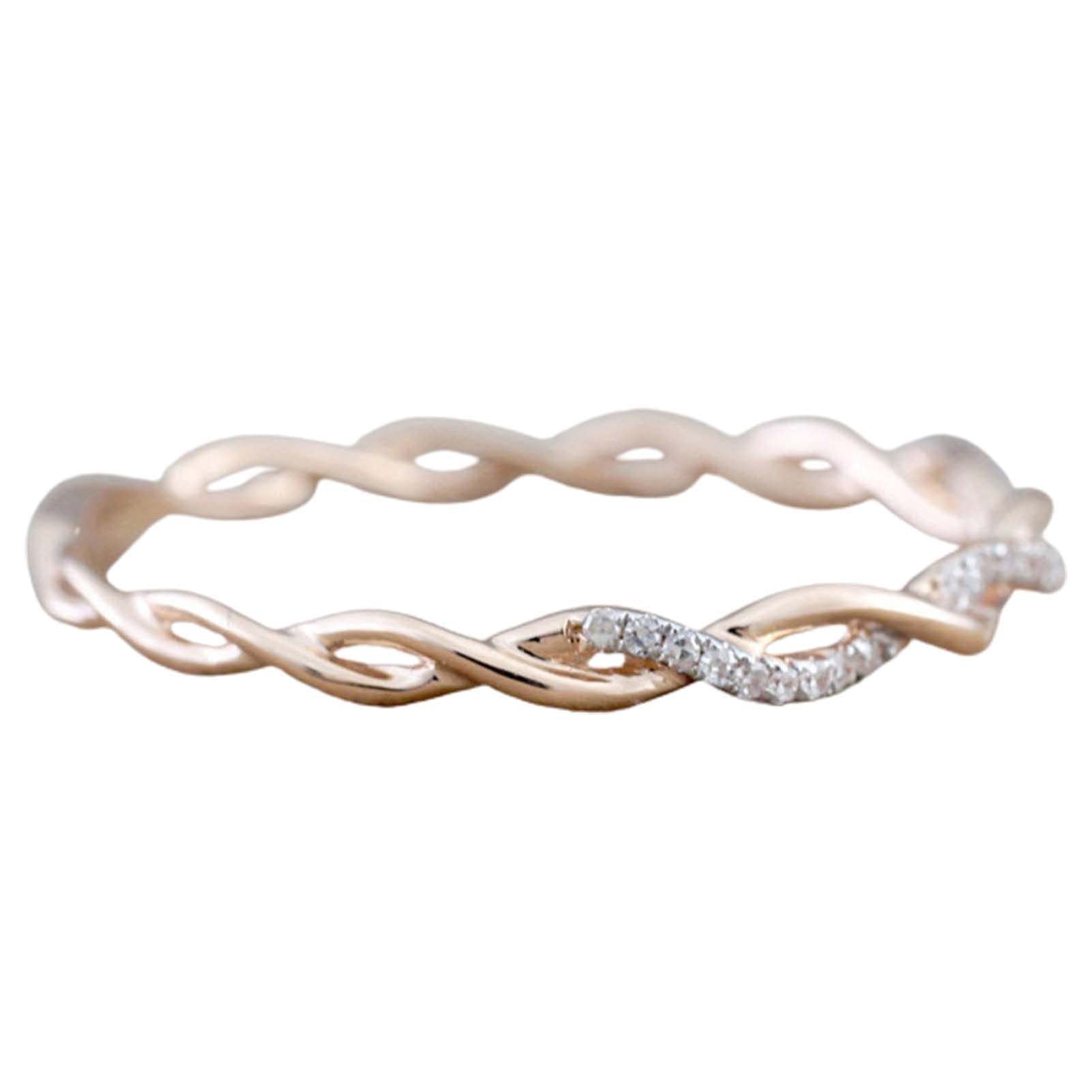 Stackable Couple Rings for Women & Men - Elegant Twisted Knuckle Rings with Rhinestones for Wedding, Anniversary, Gift - Stylish Statement Jewelry for Everyday Wear or Special Occasions