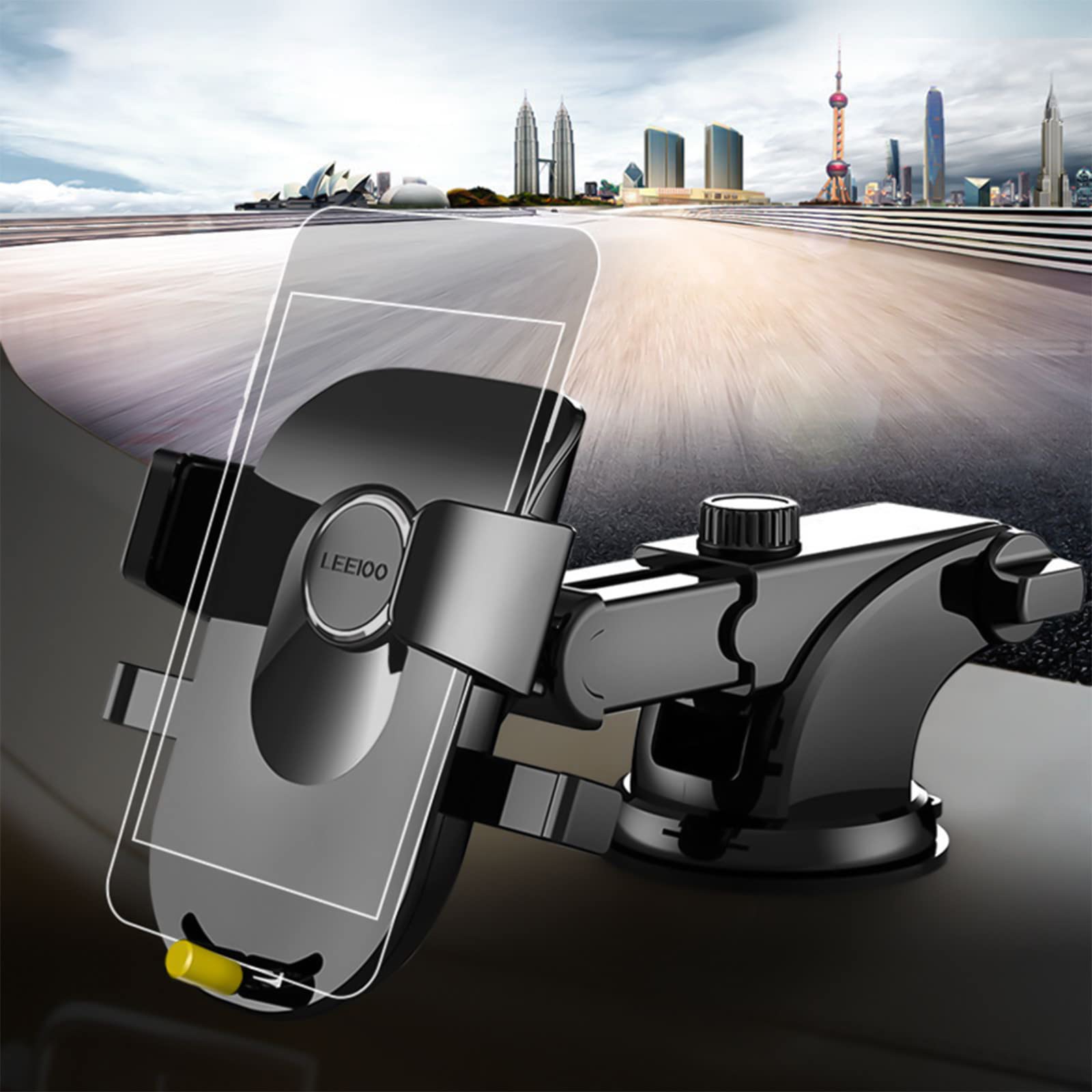 Universal Car Phone Mount for Center Console - Black | Hands-Free Driving & Navigation