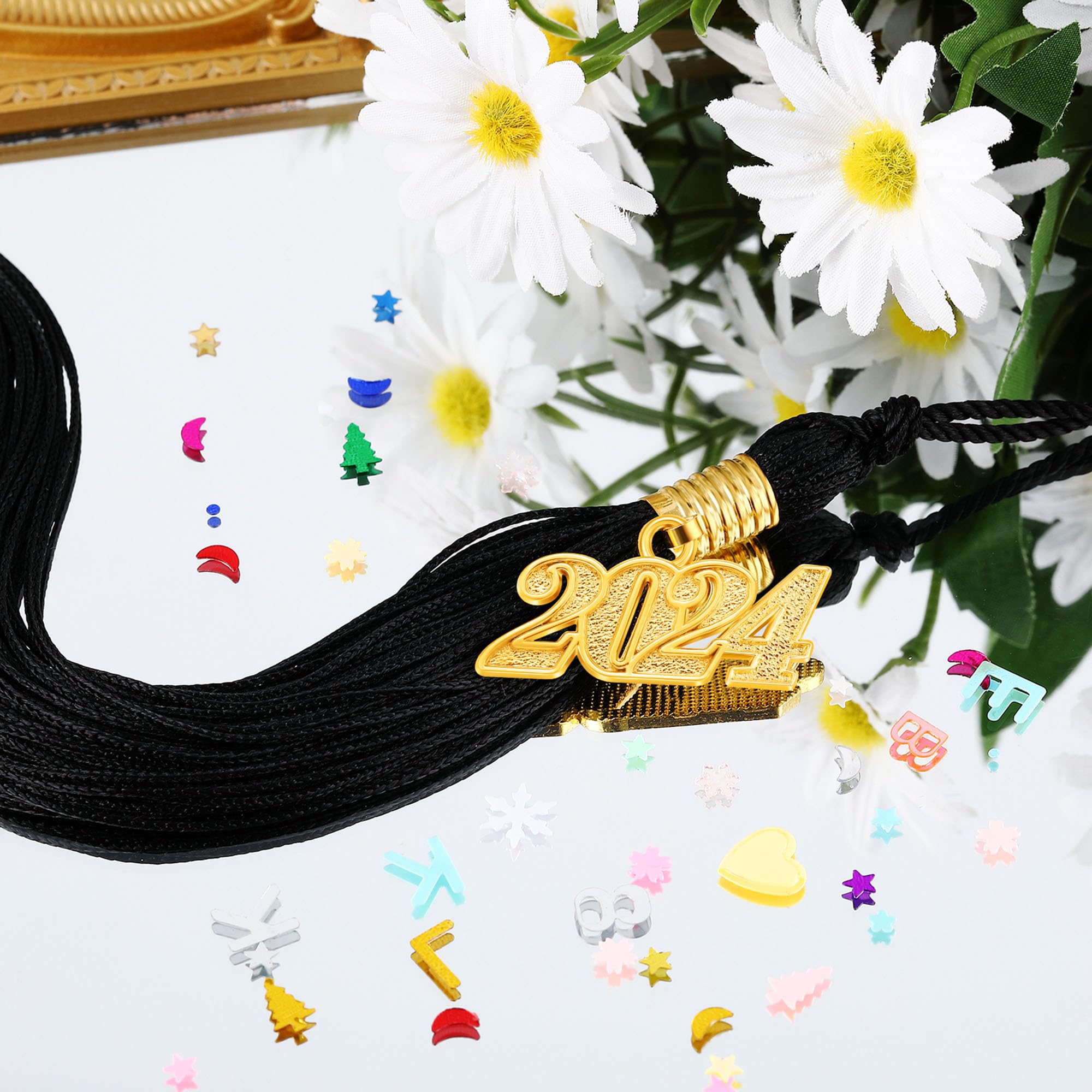 12-Piece 2024 Graduation Tassel Set - Classic Academic Cap Tassels for Graduation Ceremonies, Parties & Decorations (Black) | Perfect for High School, College & University Graduation Gifts