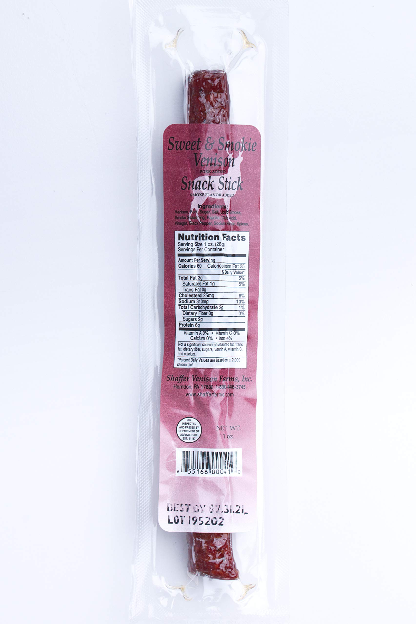 1 oz Sweet & Smokie Venison Snack Sticks - 30 Count Box | High Protein Jerky for Hiking, Camping & On-the-Go Snacking
