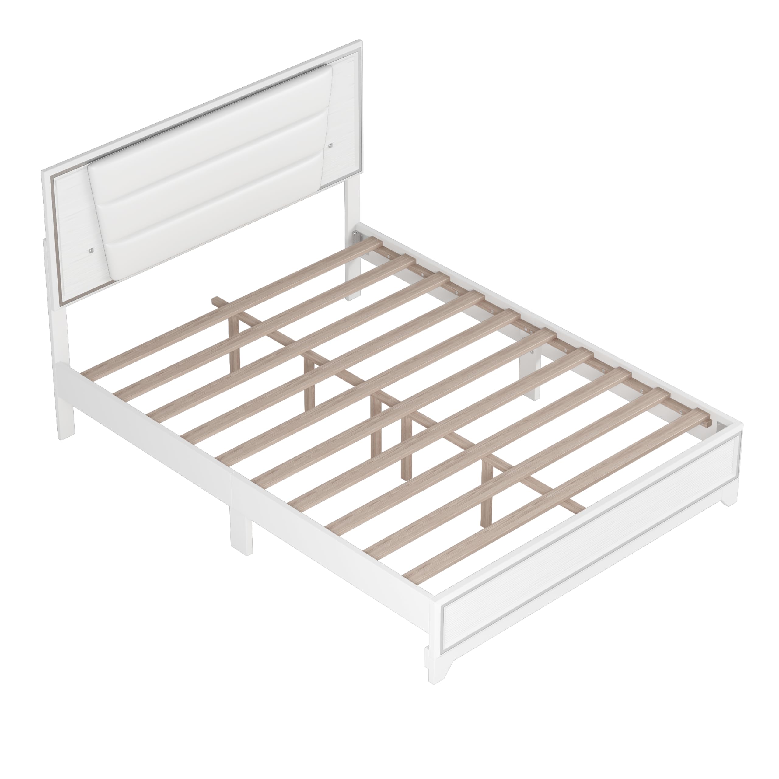 Harper & Bright Designs 3-Piece Queen Size Bedroom Set with LED Lights - Upholstered Bed, Nightstands & Dresser with Metal Handles - Modern White Wood Furniture for Master Bedroom, Guest Room & Apartment Decor